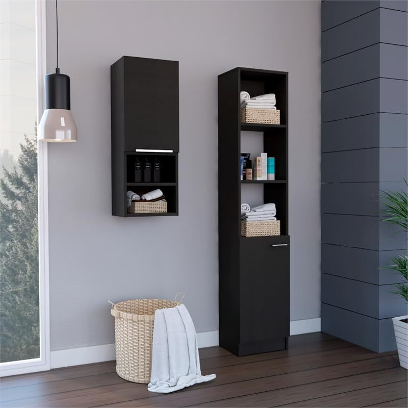 Glover 2 Piece Bathroom Set, Black