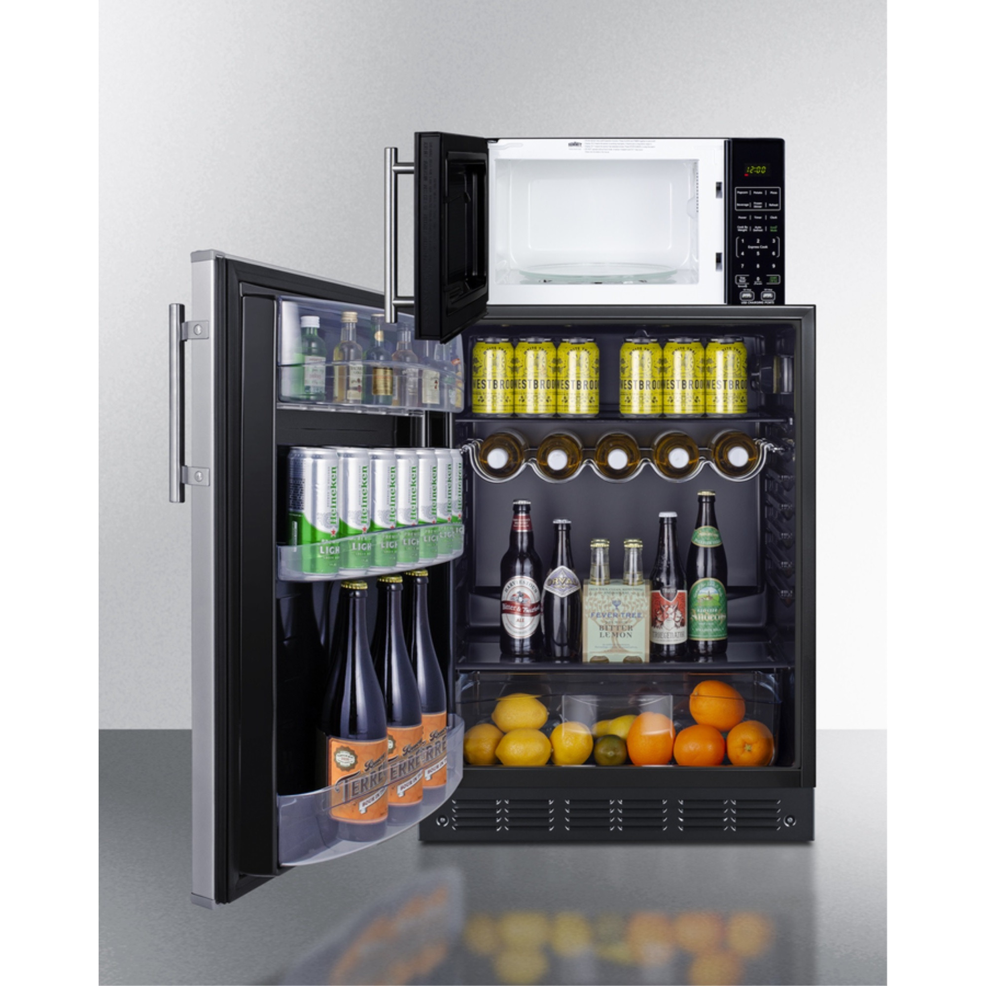 Combination all-refrigerator and microwave
