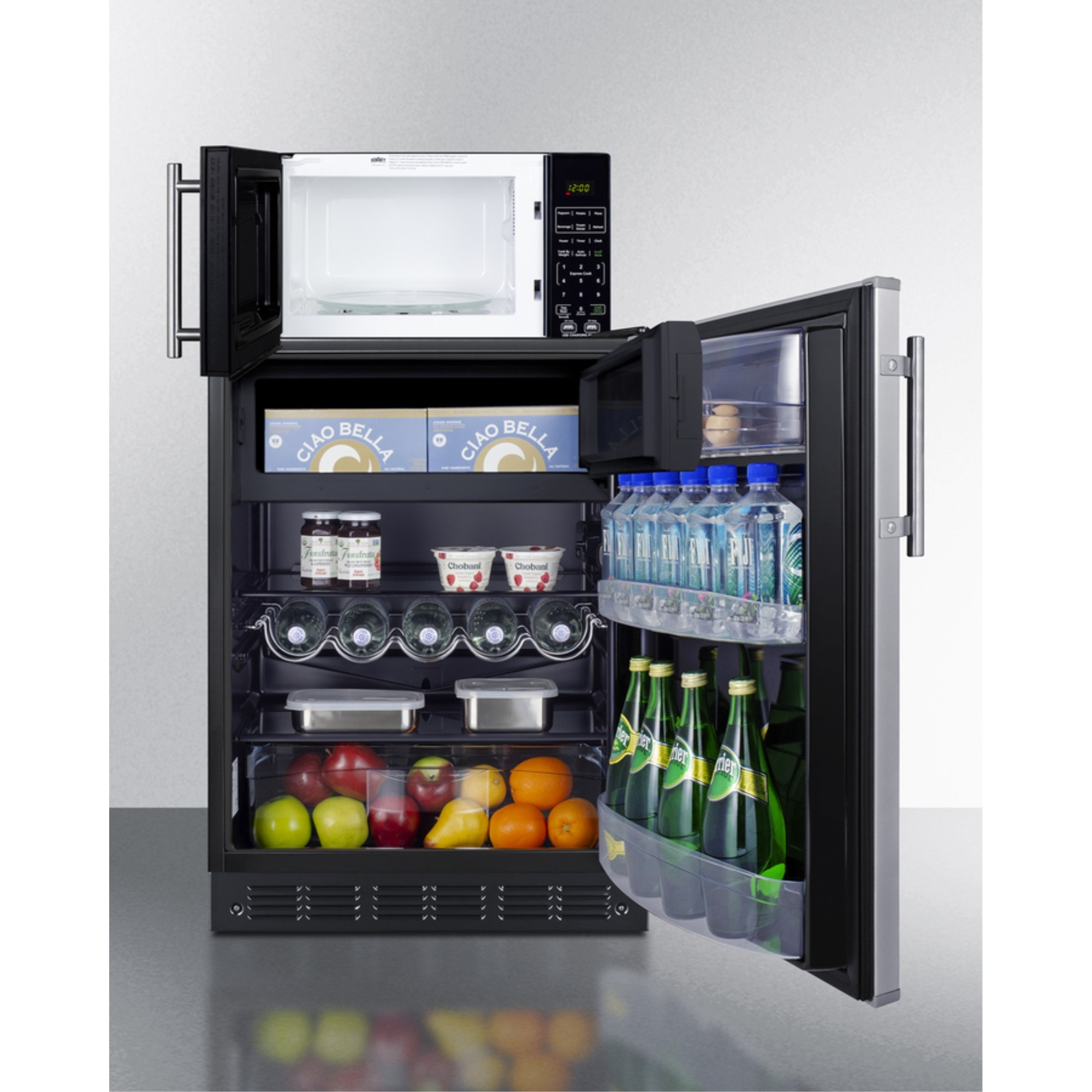 Combination refrigerator-freezer and microwave