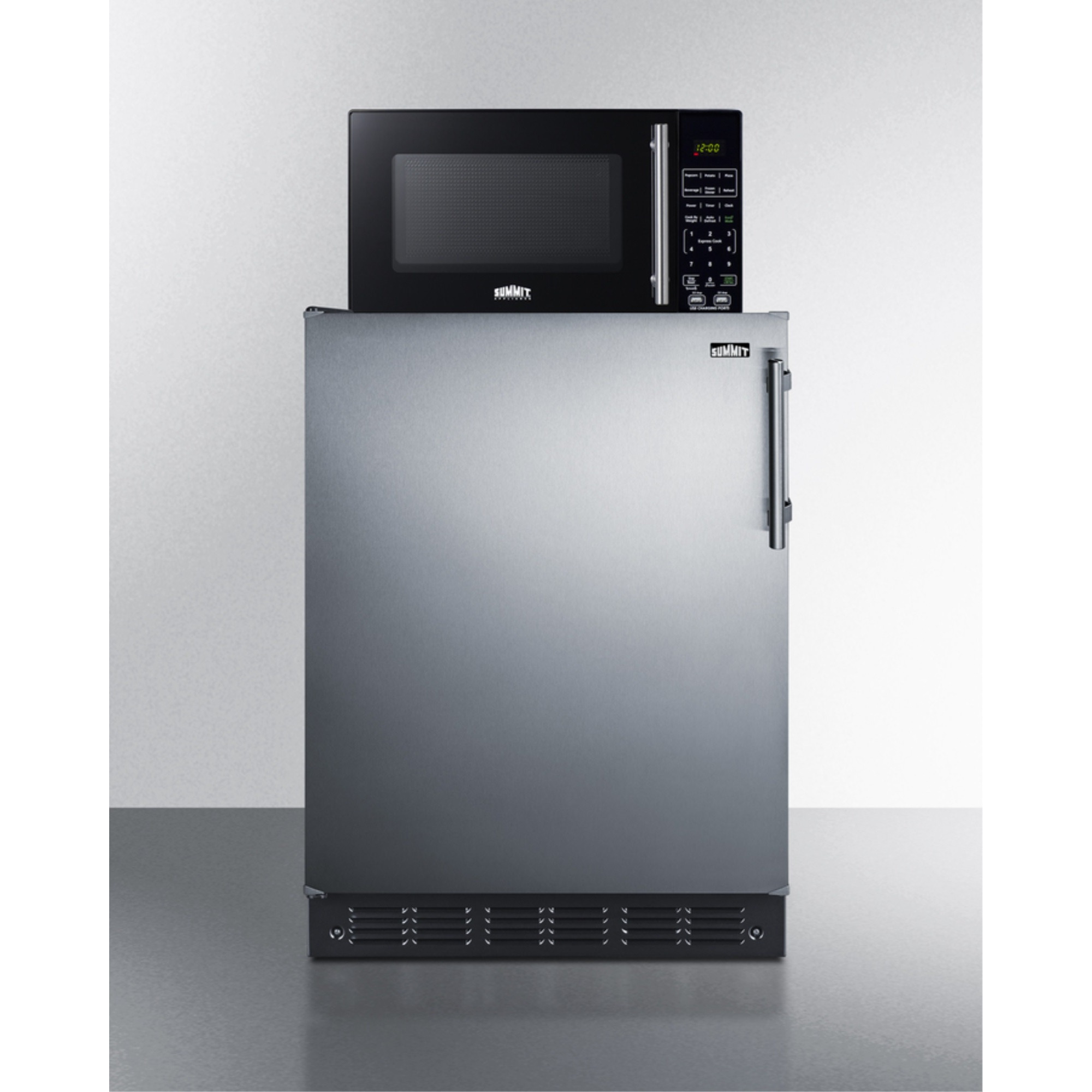 Combination refrigerator-freezer and microwave
