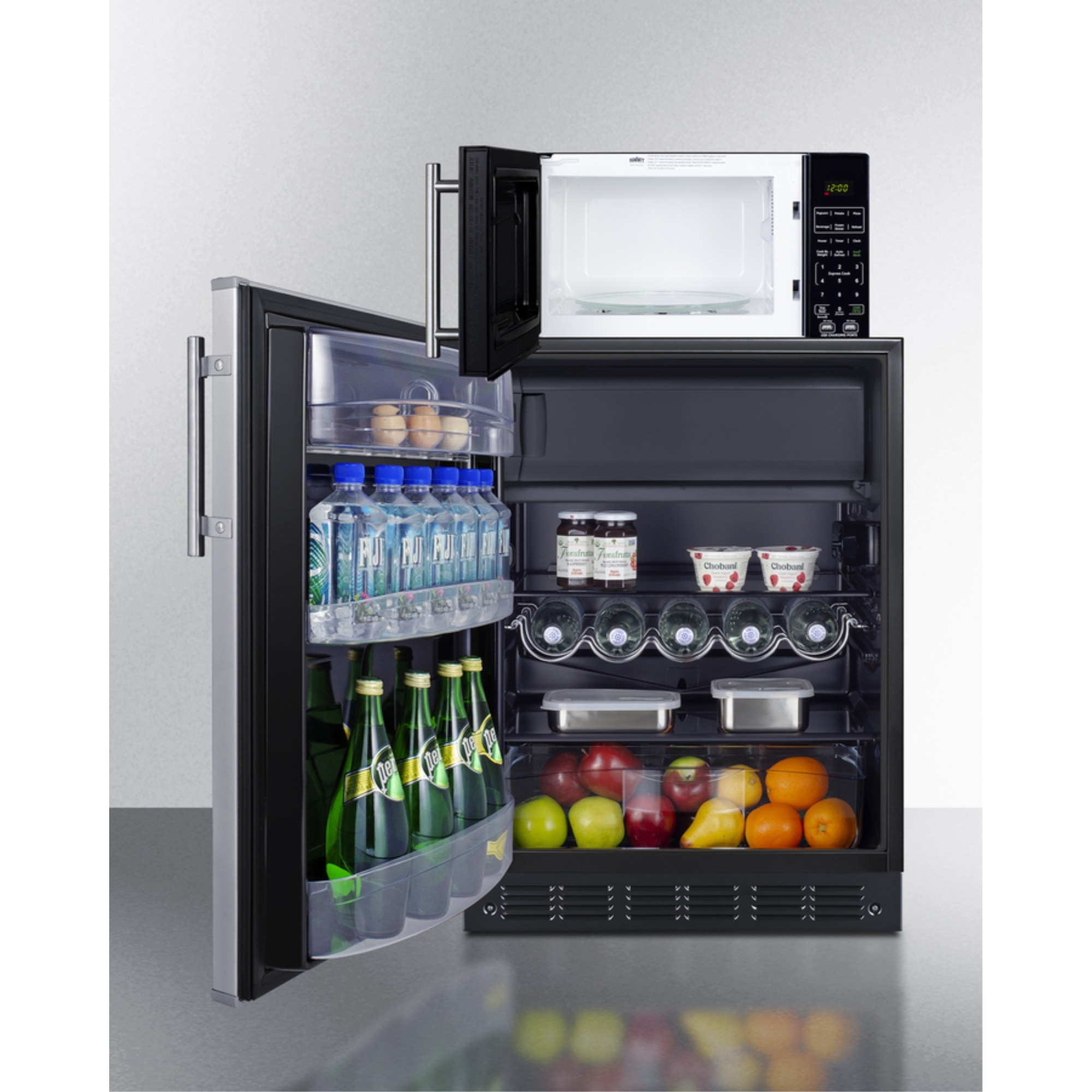 Combination refrigerator-freezer and microwave