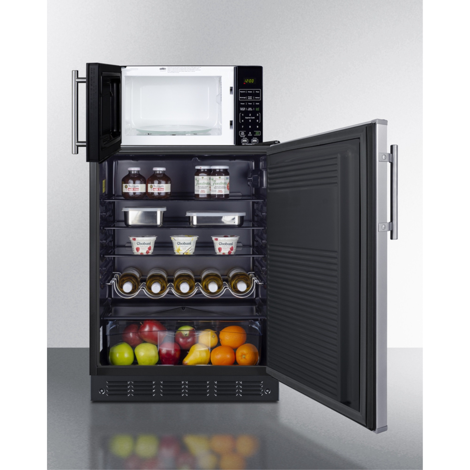 Combination all-refrigerator and microwave
