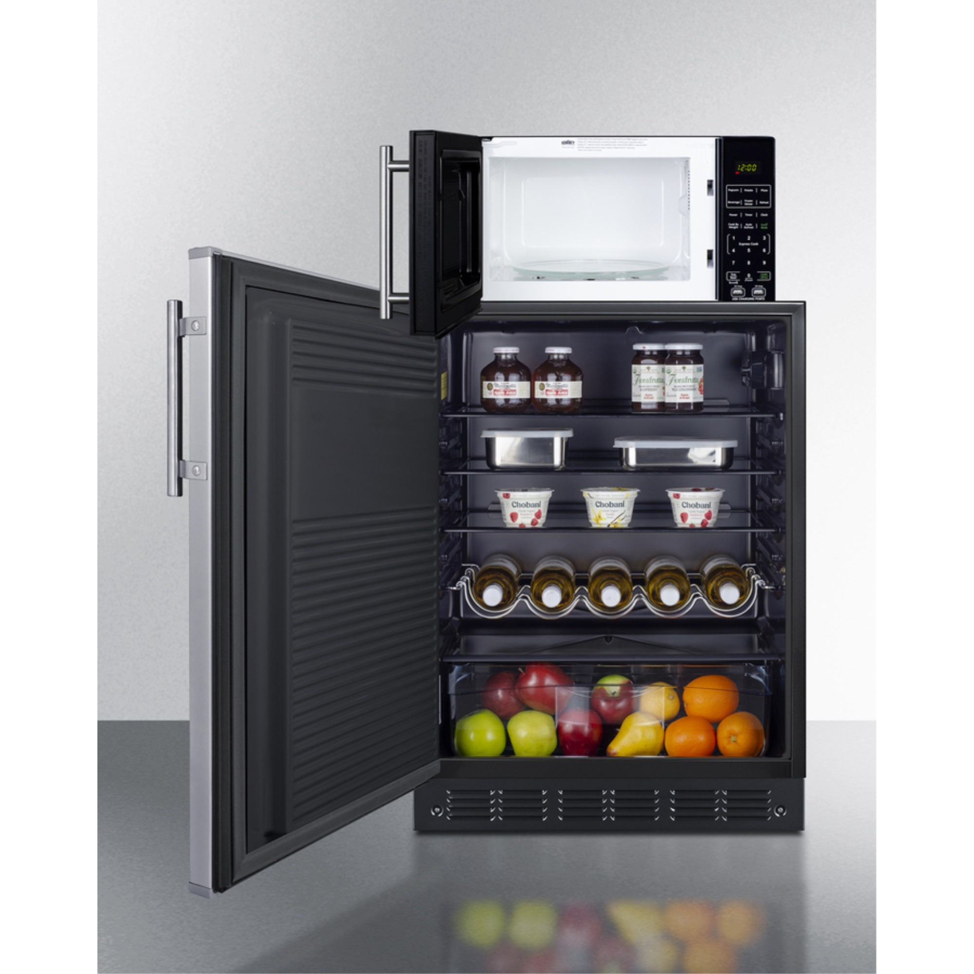 Combination all-refrigerator and microwave