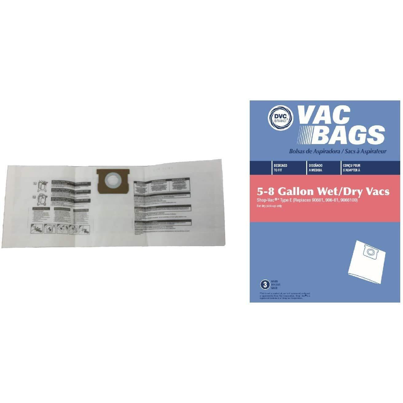 Paper Bag, Catch 5/6/8 Gallon Type E DVC 3 Pk