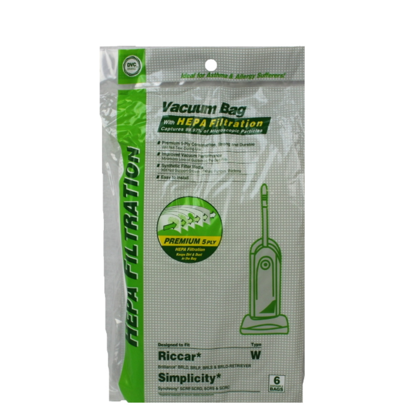 Paper Bag, Brilliance Synchrony Type W HEPA 6Pk
