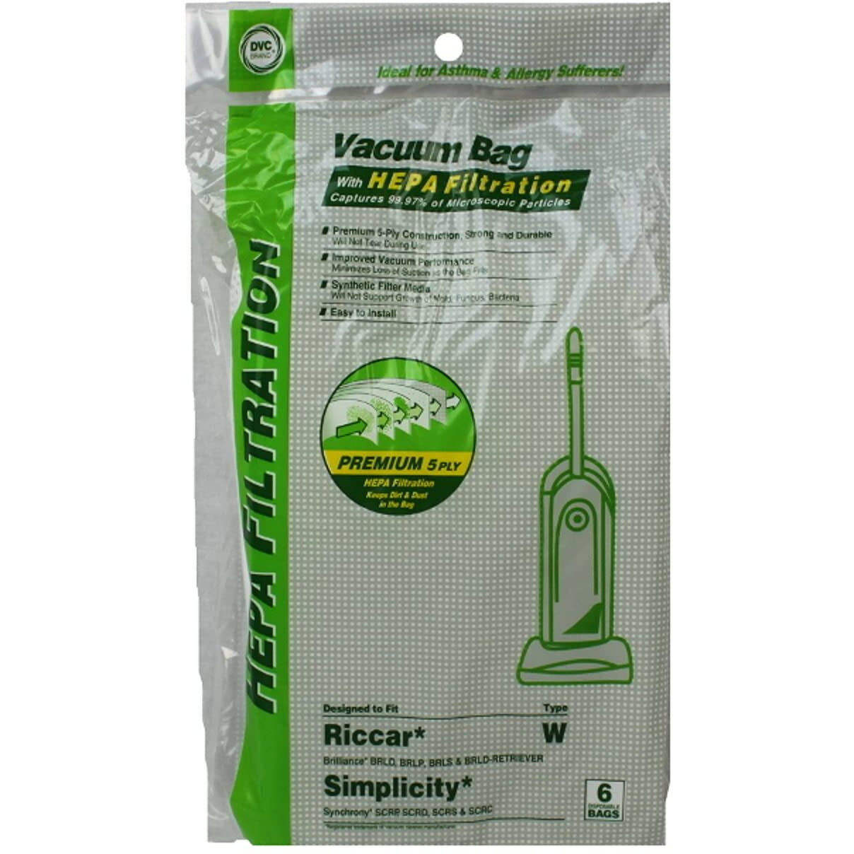 Paper Bag, Brilliance Synchrony Type W HEPA 6Pk
