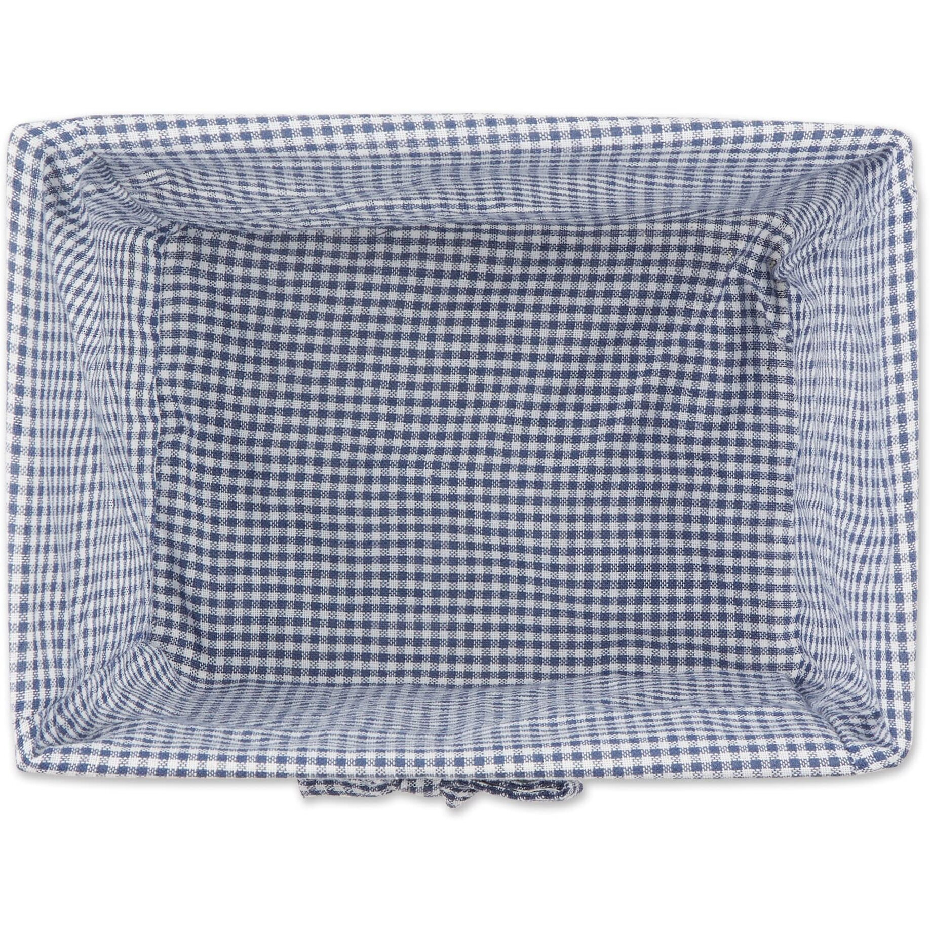 MEDIUM ANTIQUE WHITE CHICKEN WIRE FRENCH BLUE & WHITE GINGHAM CHECK LINER BASKET SET/2