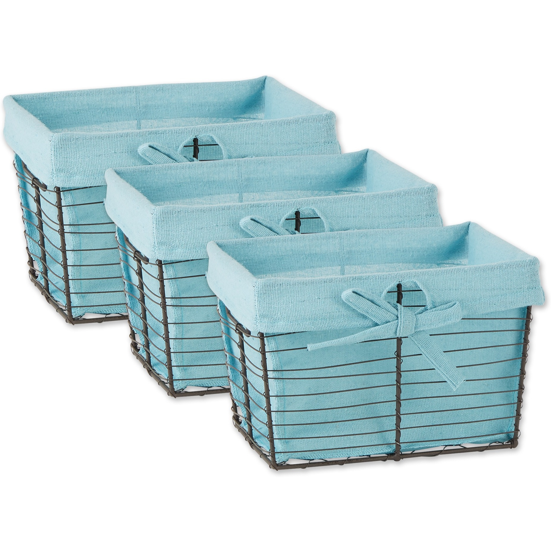 SMALL VINTAGE GREY WIRE AQUA LINER BASKET SET/3