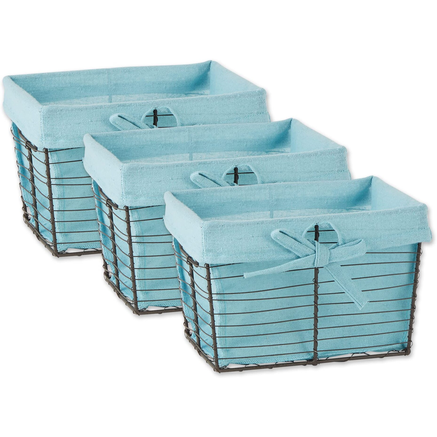 SMALL VINTAGE GREY WIRE AQUA LINER BASKET SET/3