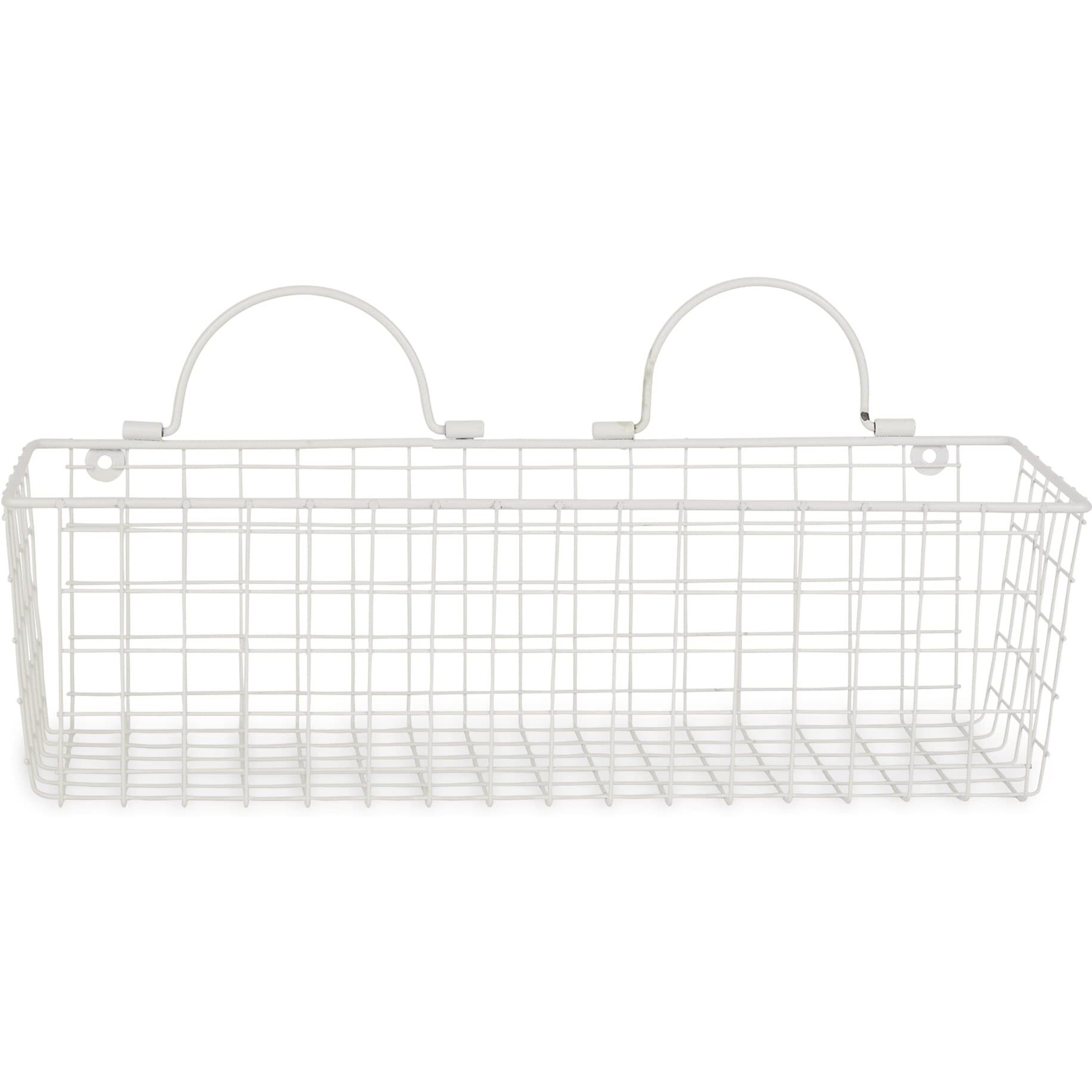 ASST ANTIQUE WHITE WIRE WALL BASKET SET/2