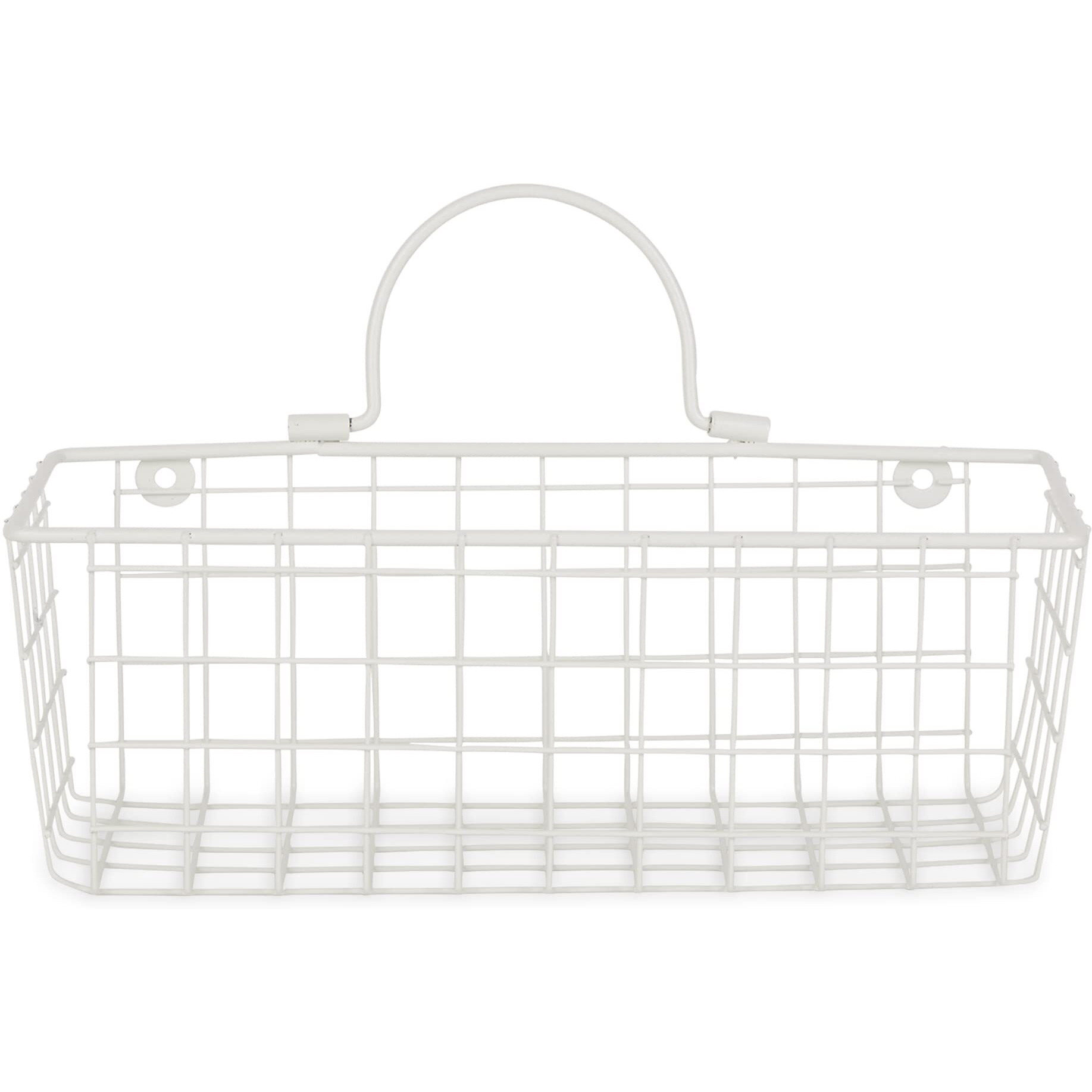SMALL ANTIQUE WHITE WIRE WALL BASKET SET/2
