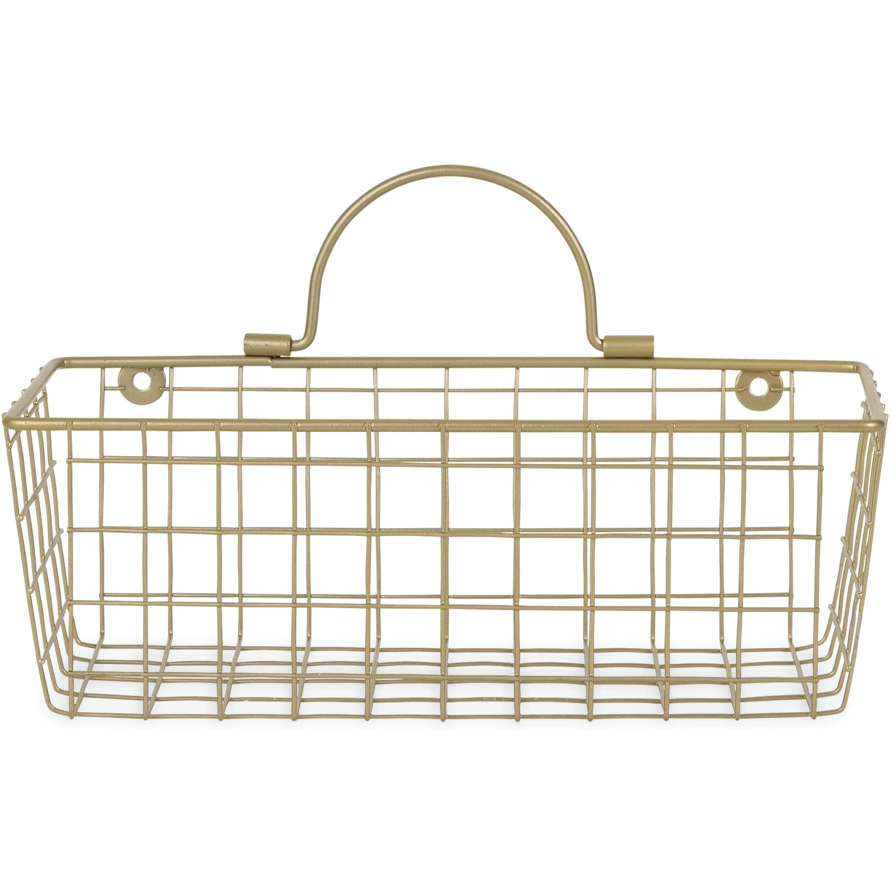 SMALL GOLD WIRE WALL BASKET SET/2