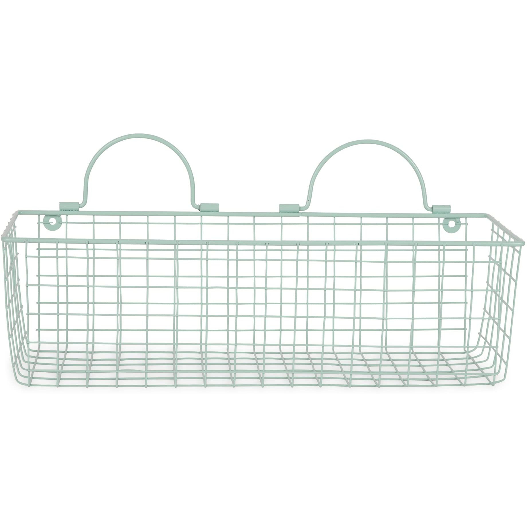 MEDIUM AQUA WIRE WALL BASKET SET/2