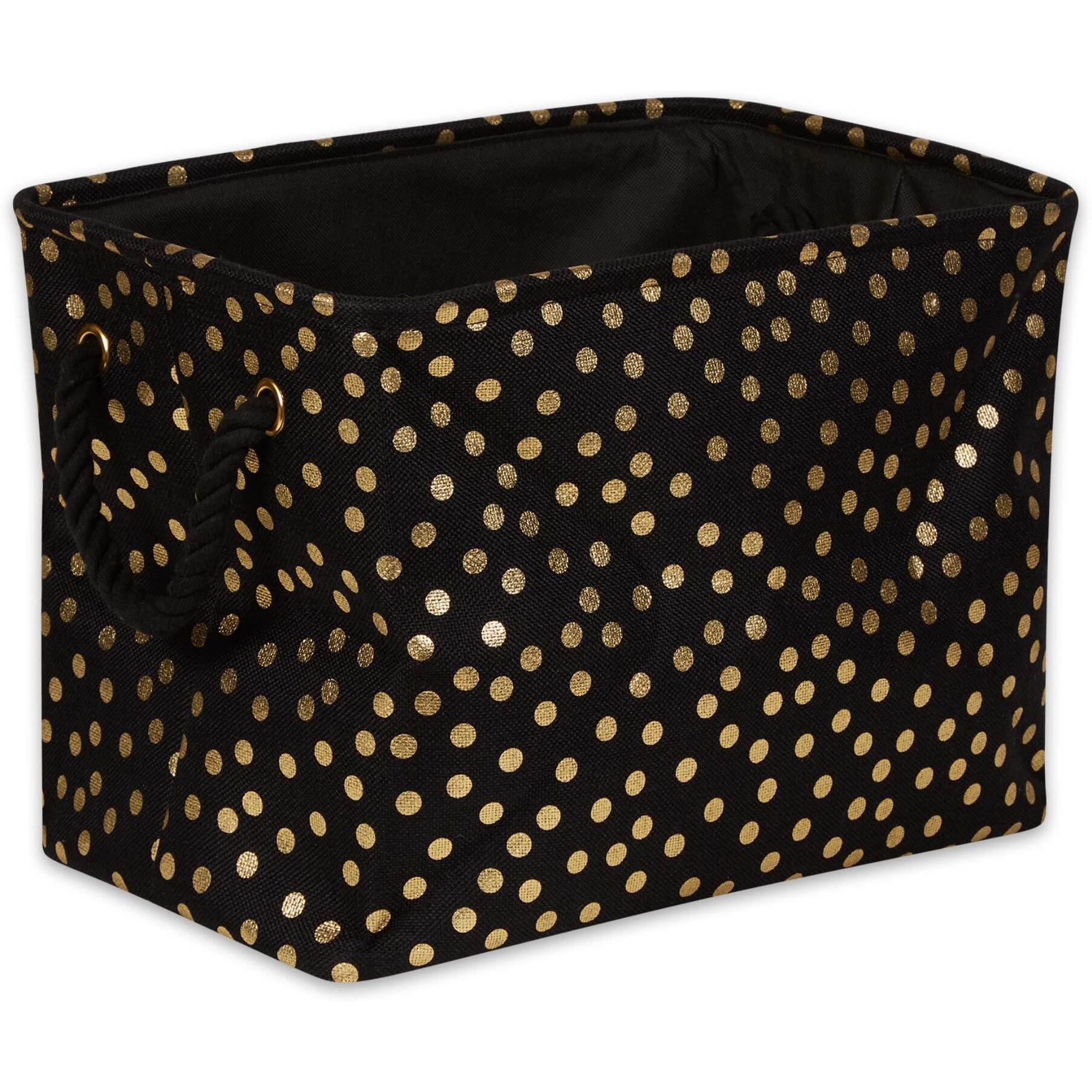POLYESTER BIN  DOTS GOLD / NAUTICAL BLUE RECTANGLE MEDIUM 16x10x12