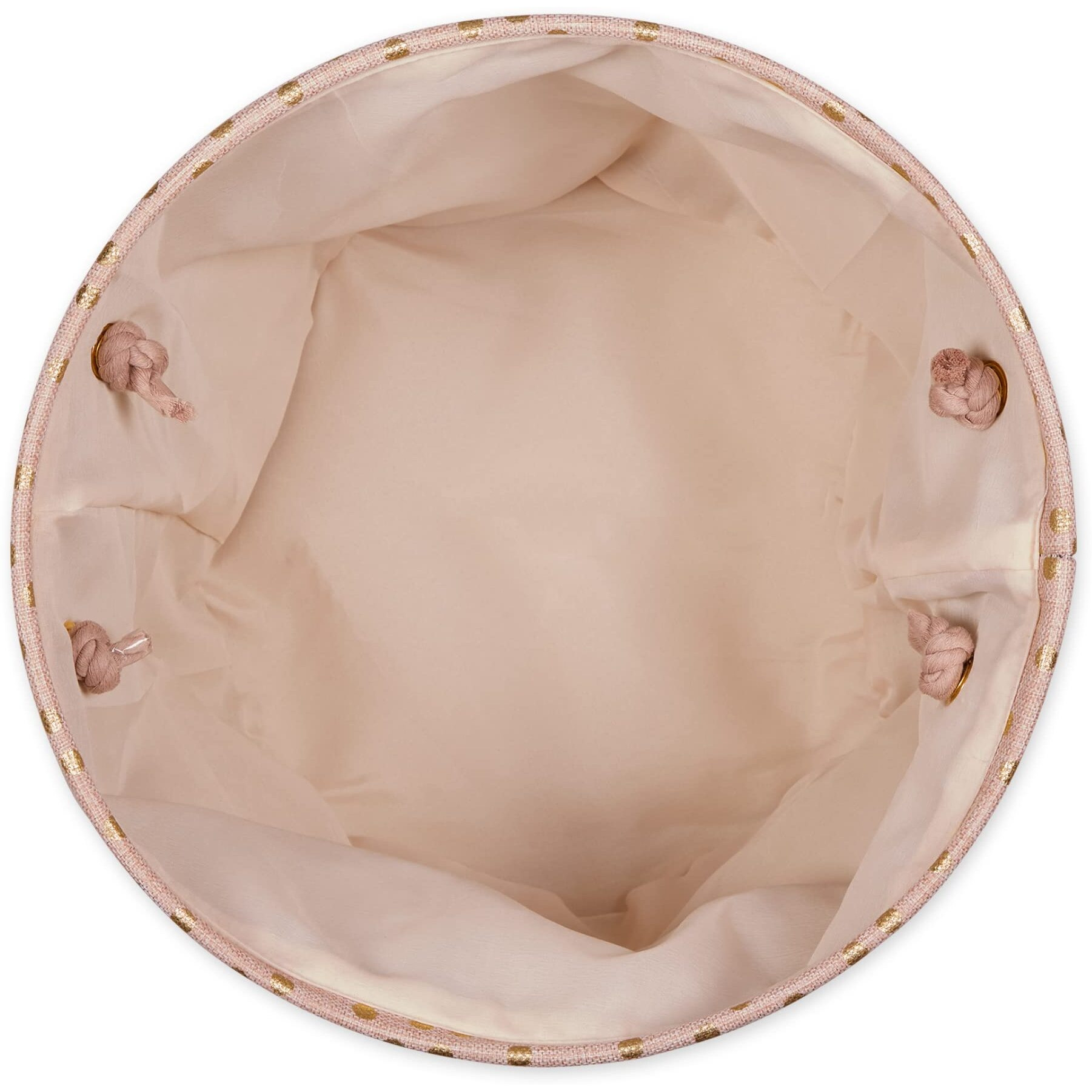 POLYESTER BIN DOTS GOLD / MILLENNIAL PINK ROUND LARGE 15x16x16