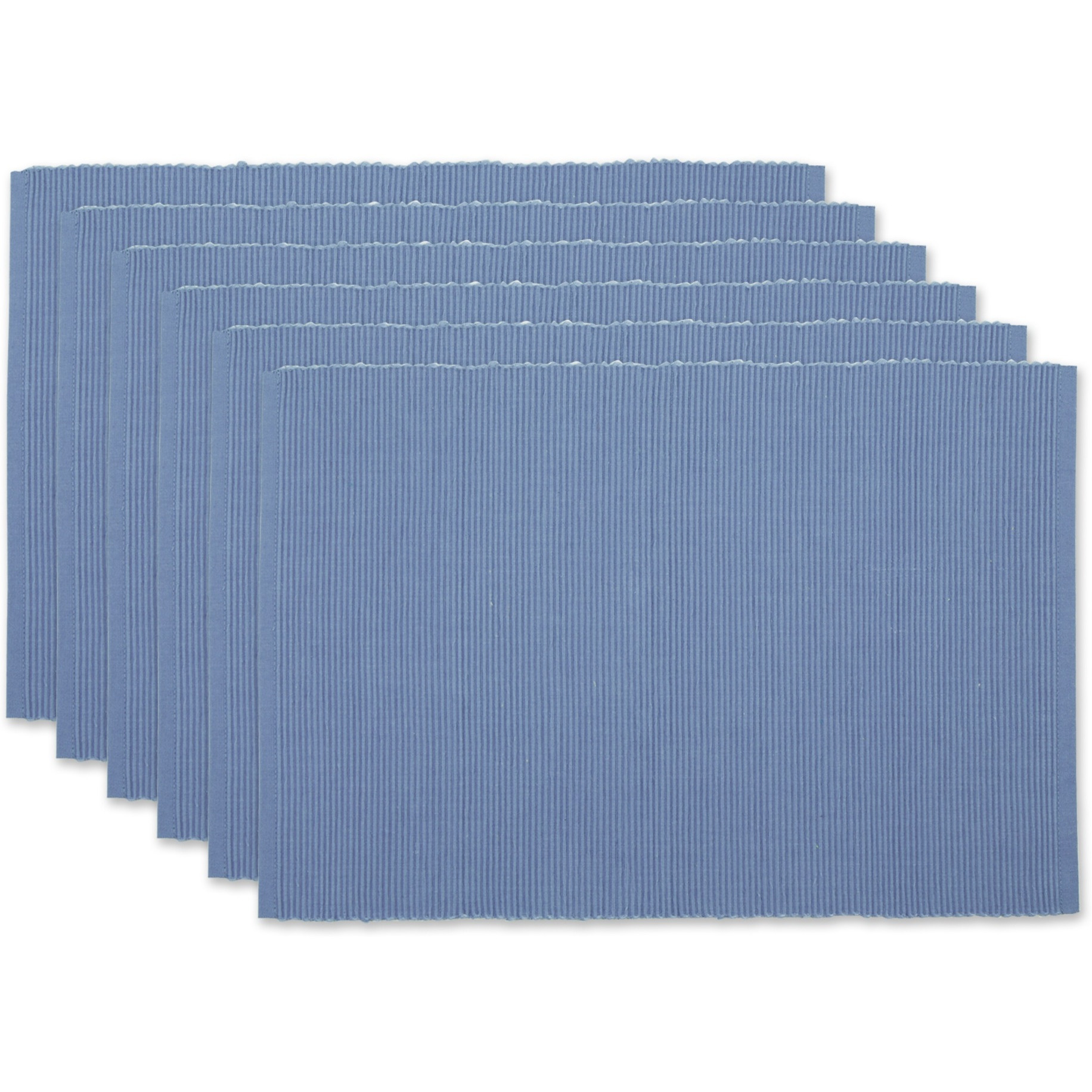 STONEWASH BLUE RIBBED PLACEMAT SET/6