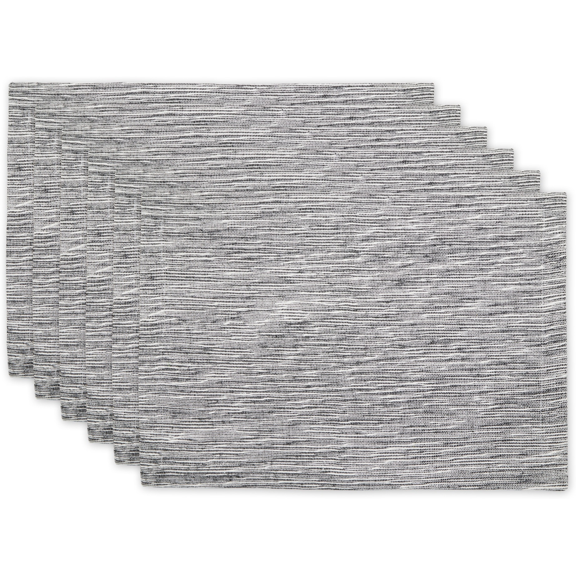 BLACK/OFF-WHITE TONAL RECYCLED COTTON SLUBBY RIB PLACEMAT SET/6