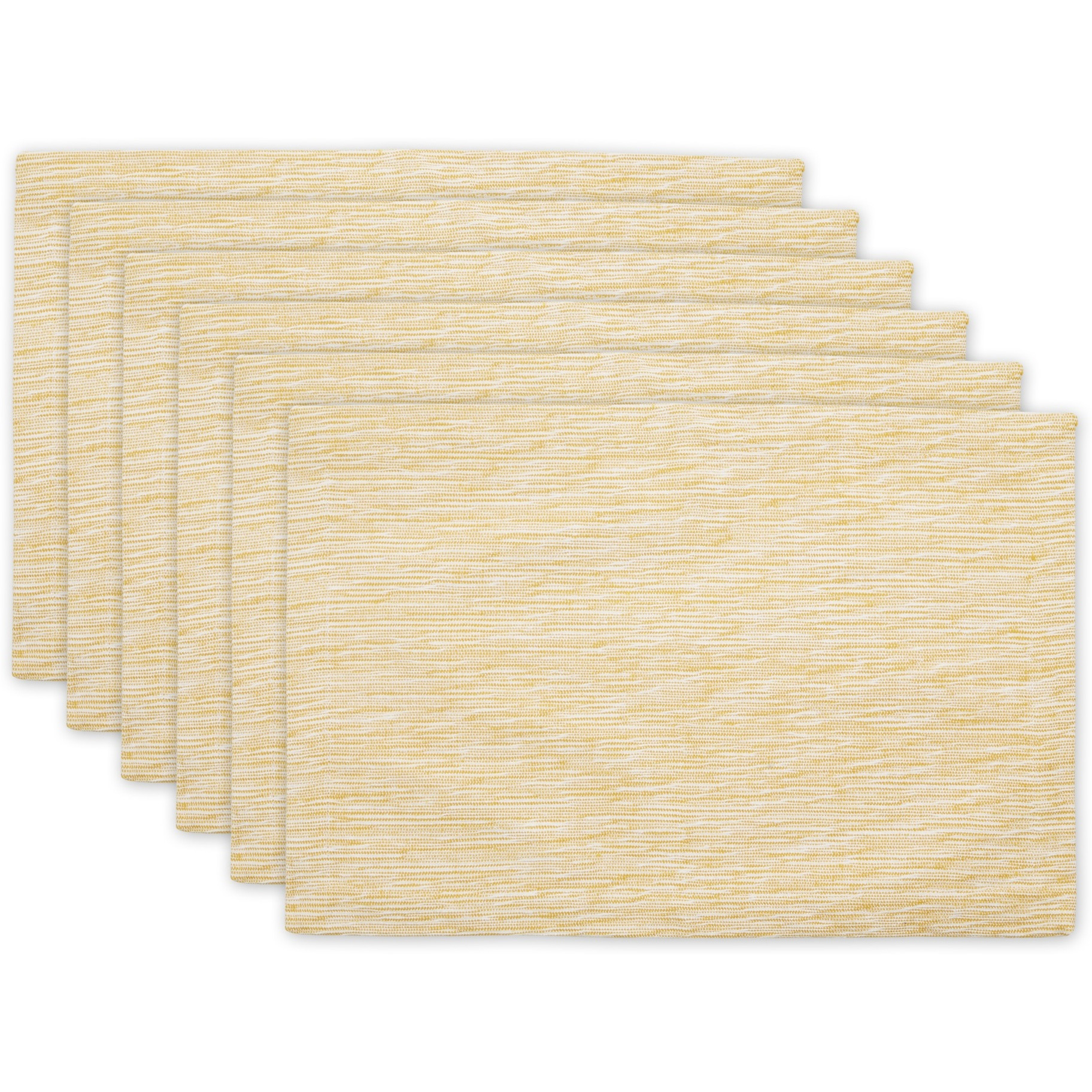 HONEY GOLD/OFF-WHITE TONAL RECYCLED COTTON SLUBBY RIB PLACEMAT SET/6