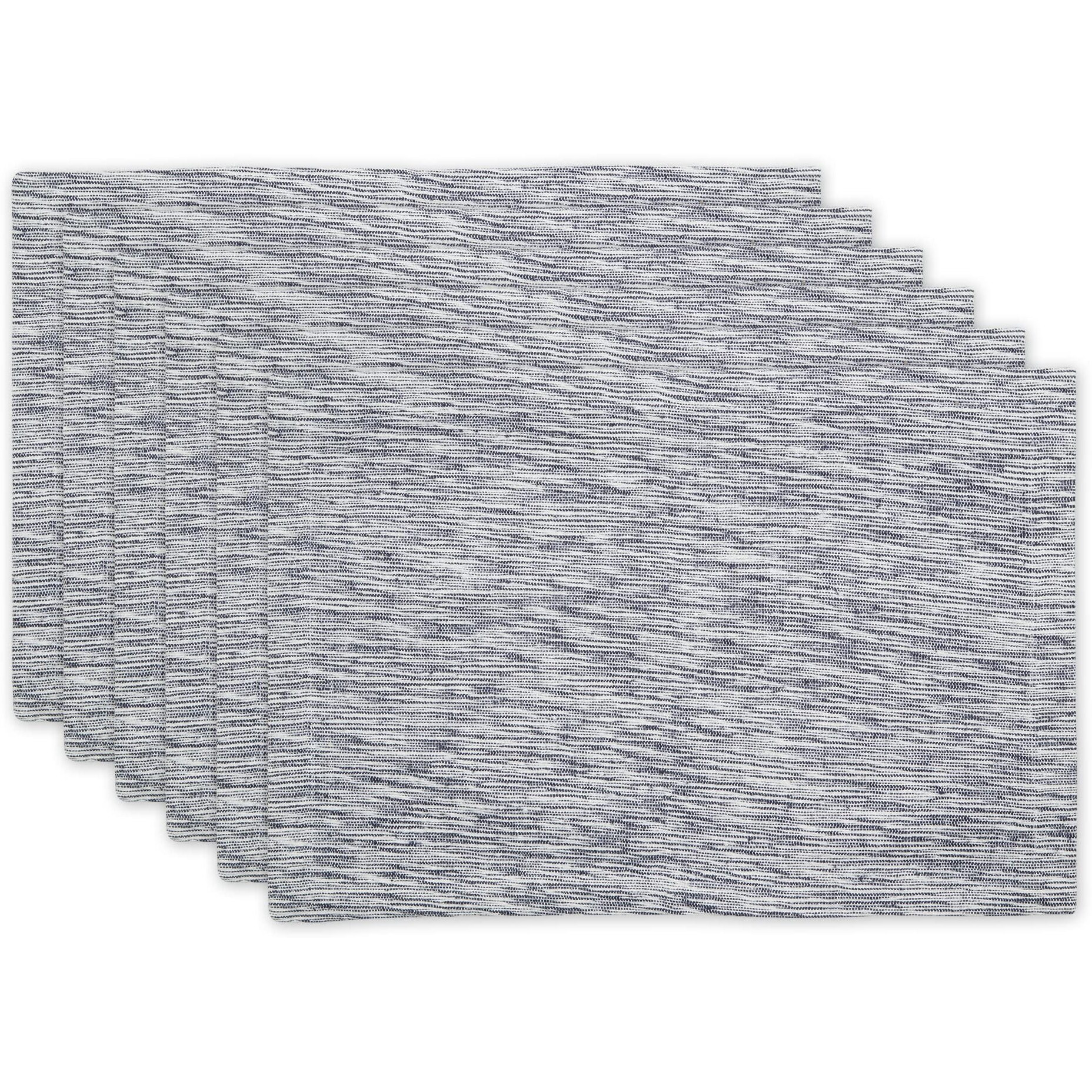 NAVY/OFF-WHITE TONAL RECYCLED COTTON SLUBBY RIB PLACEMAT SET/6
