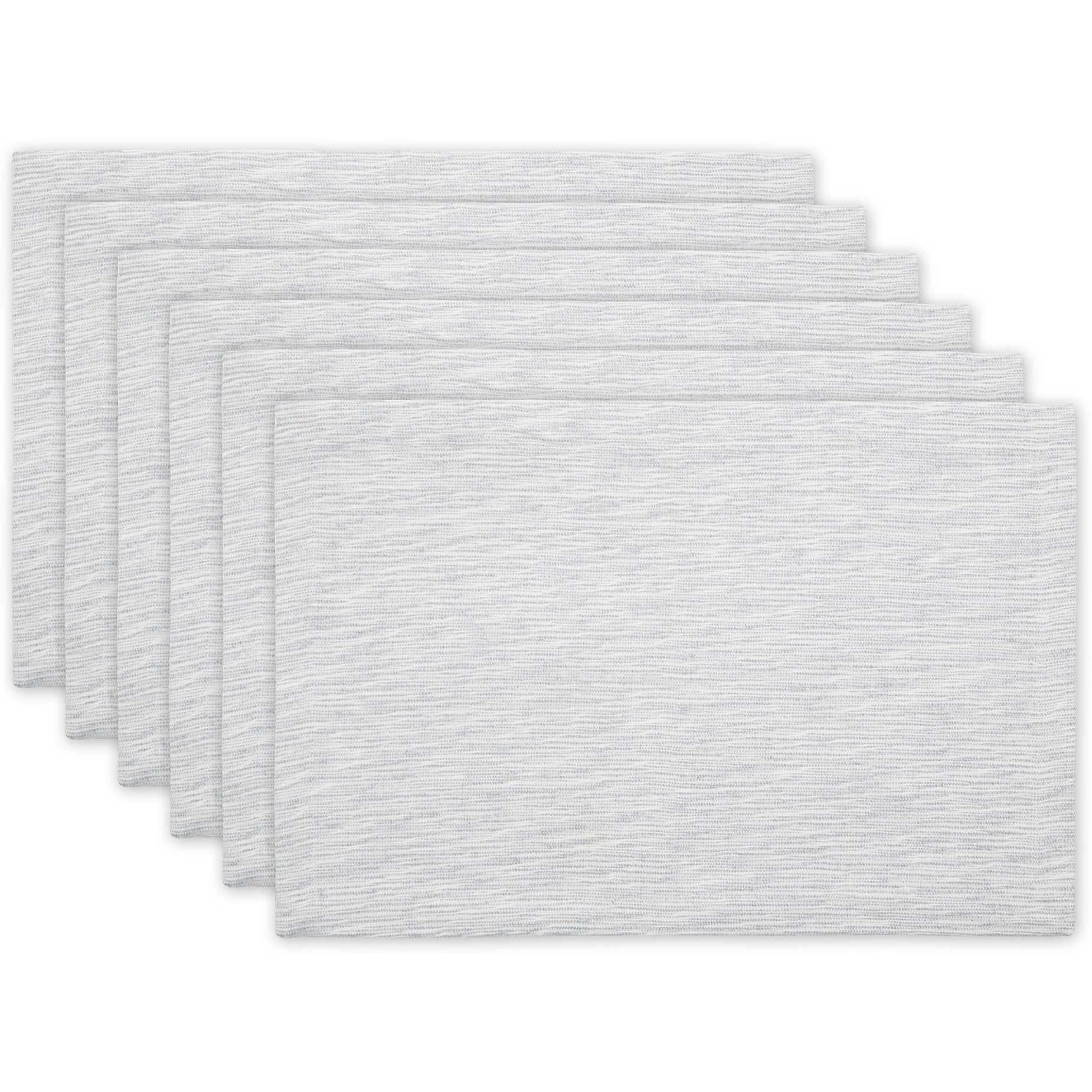 LIGHT GRAY AND OFF-WHITE TONAL RECYCLED COTTON SLUBBY RIB PLACEMAT SET/6