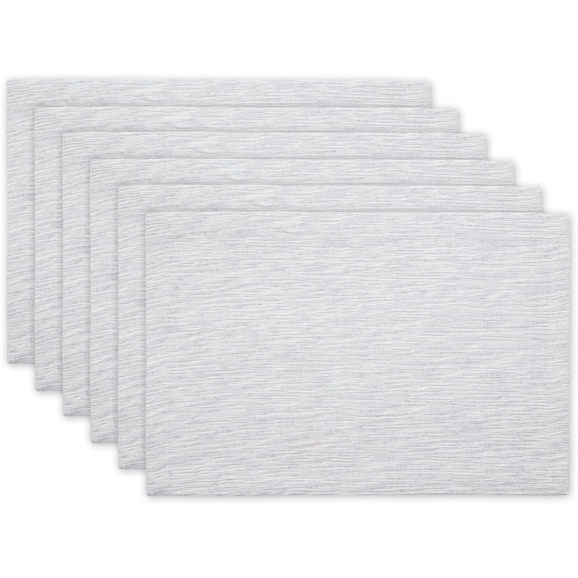 LIGHT GRAY AND OFF-WHITE TONAL RECYCLED COTTON SLUBBY RIB PLACEMAT SET/6