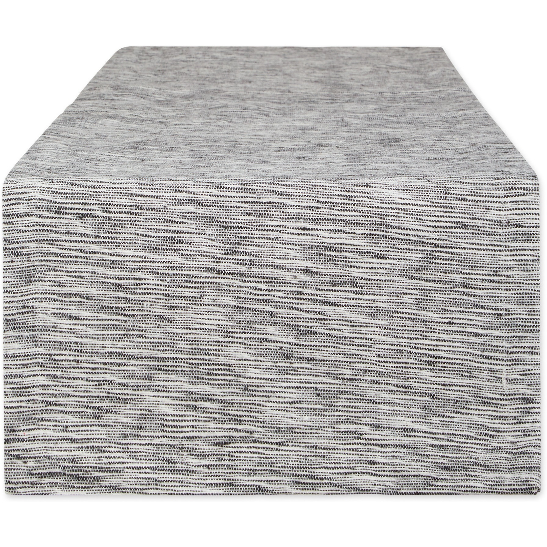 BLACK/OFF-WHITE TONAL RECYCLED COTTON SLUBBY RIB TABLE RUNNER 14x72