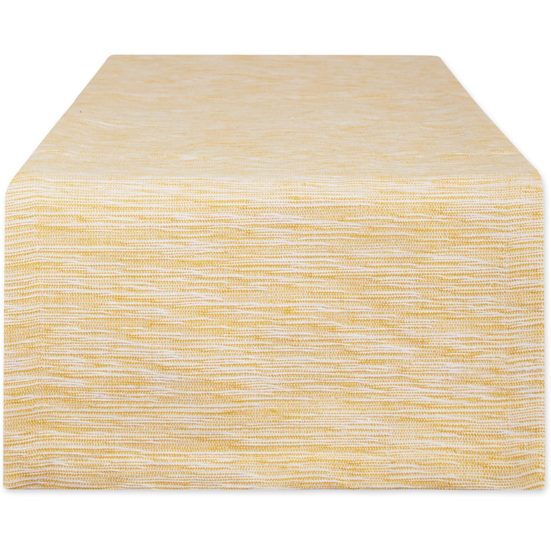 HONEY GOLD/OFF-WHITE TONAL RECYCLED COTTON SLUBBY RIB TABLE RUNNER 14x72