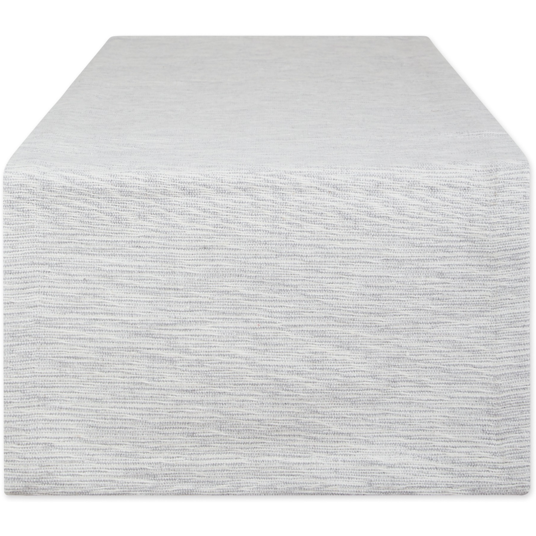 LIGHT GRAY AND OFF-WHITE TONAL RECYCLED COTTON SLUBBY RIB TABLE RUNNER 14x72