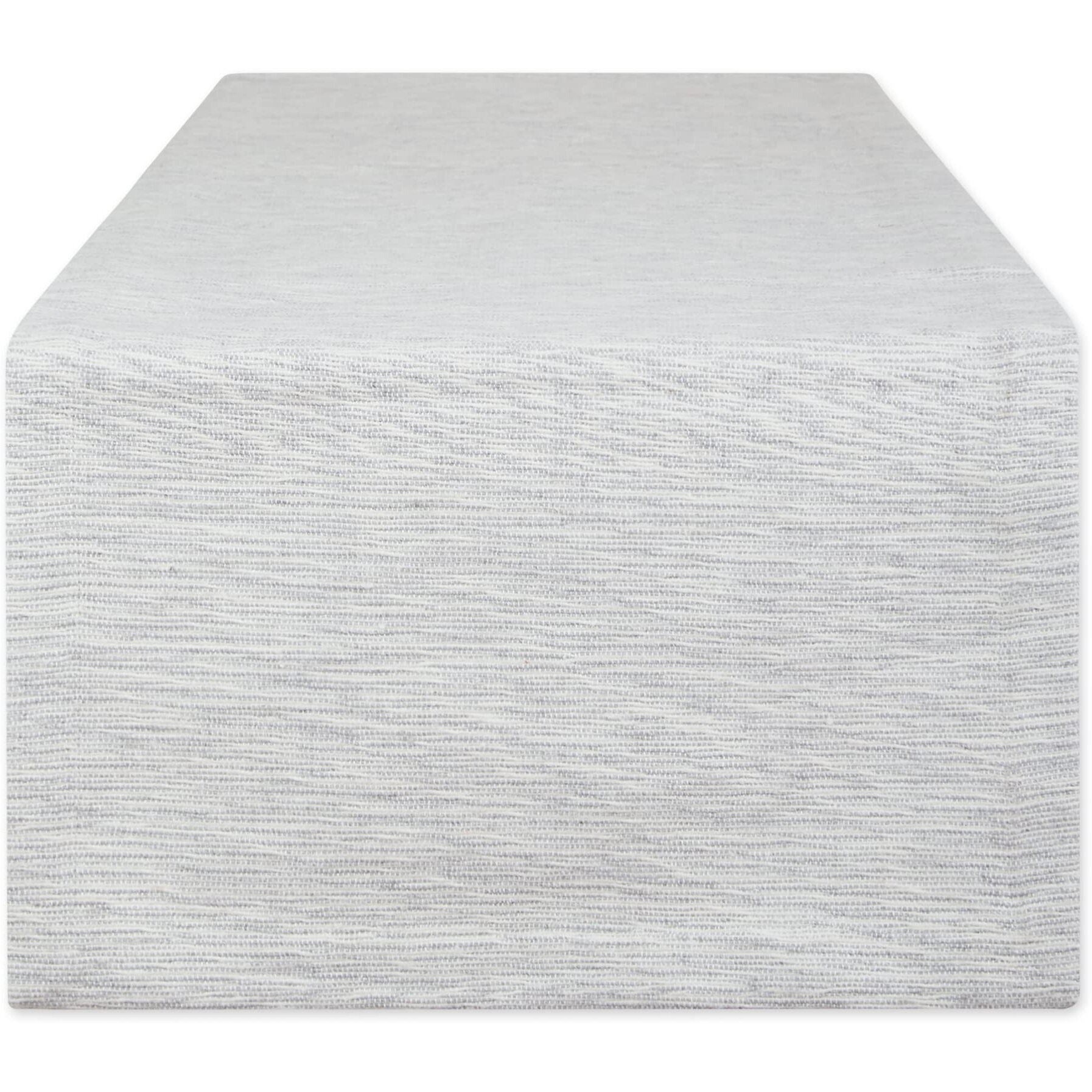 LIGHT GRAY AND OFF-WHITE TONAL RECYCLED COTTON SLUBBY RIB TABLE RUNNER 14x72