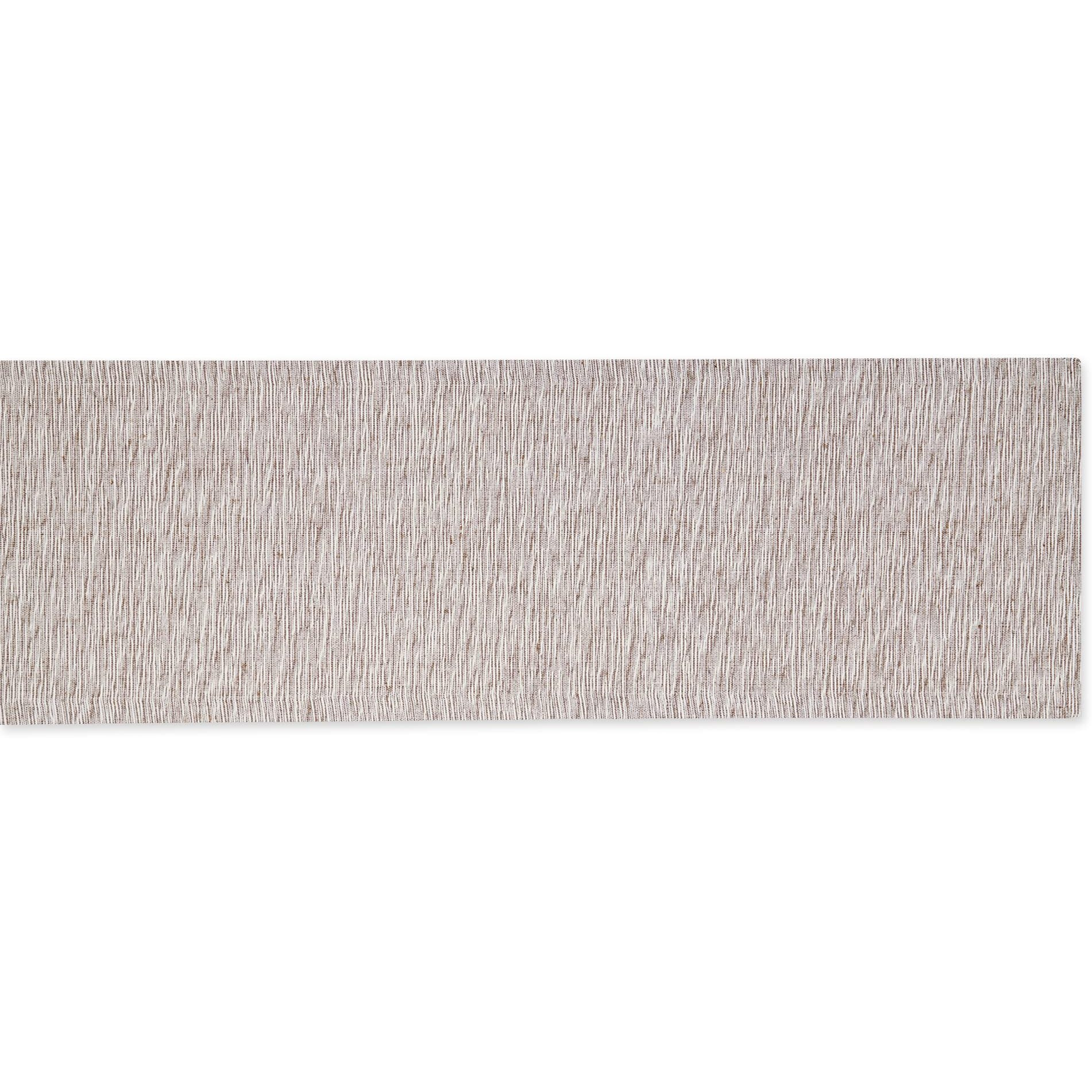 LEATHER BROWN AND OFF-WHITE TONAL RECYCLED COTTON SLUBBY RIB TABLE RUNNER 14x72