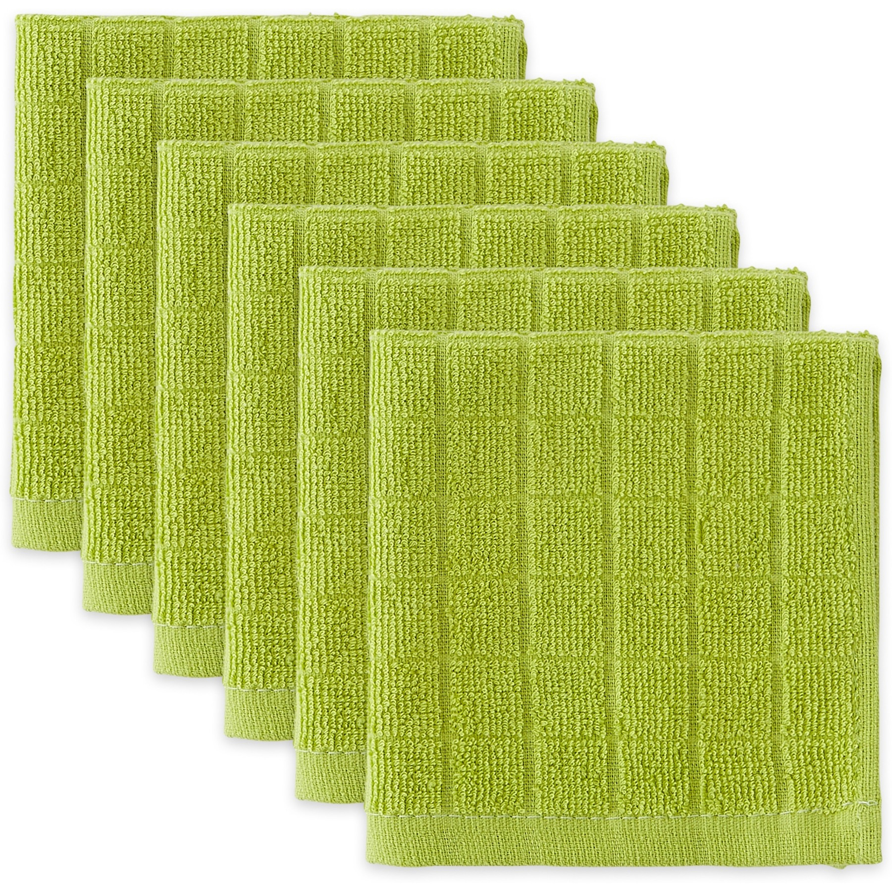 AVOCADO SOLID WINDOWPANE TERRY DISHCLOTH SET/6