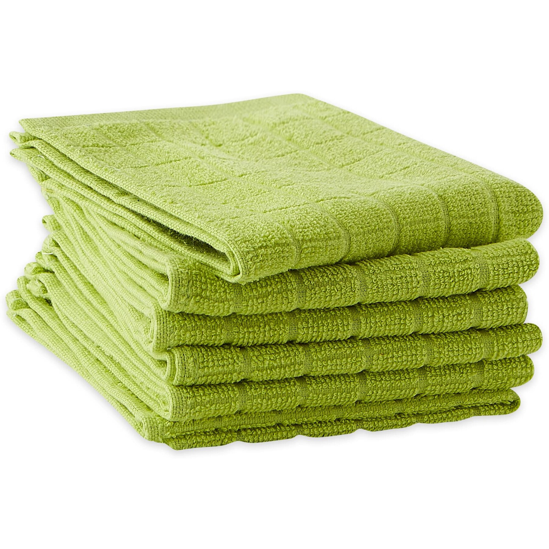 AVOCADO SOLID WINDOWPANE TERRY DISHCLOTH SET/6
