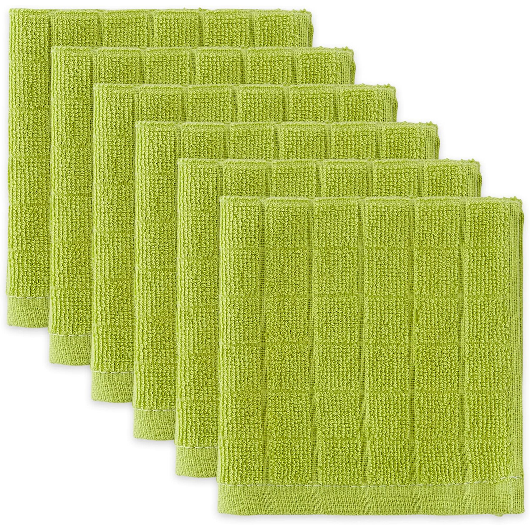 AVOCADO SOLID WINDOWPANE TERRY DISHCLOTH SET/6