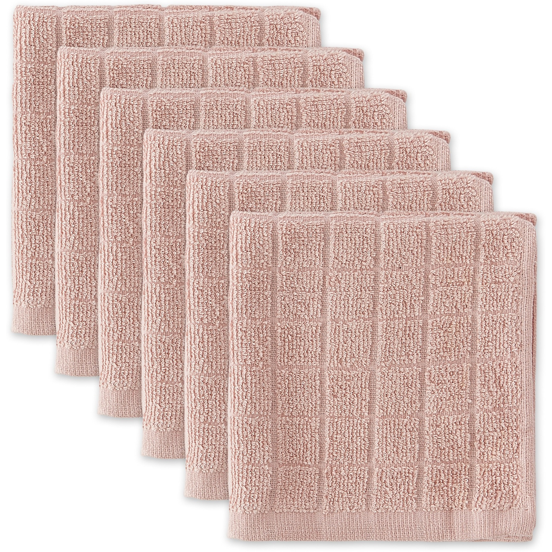 PALE MAUVE SOLID WINDOWPANE TERRY DISHCLOTH SET/6
