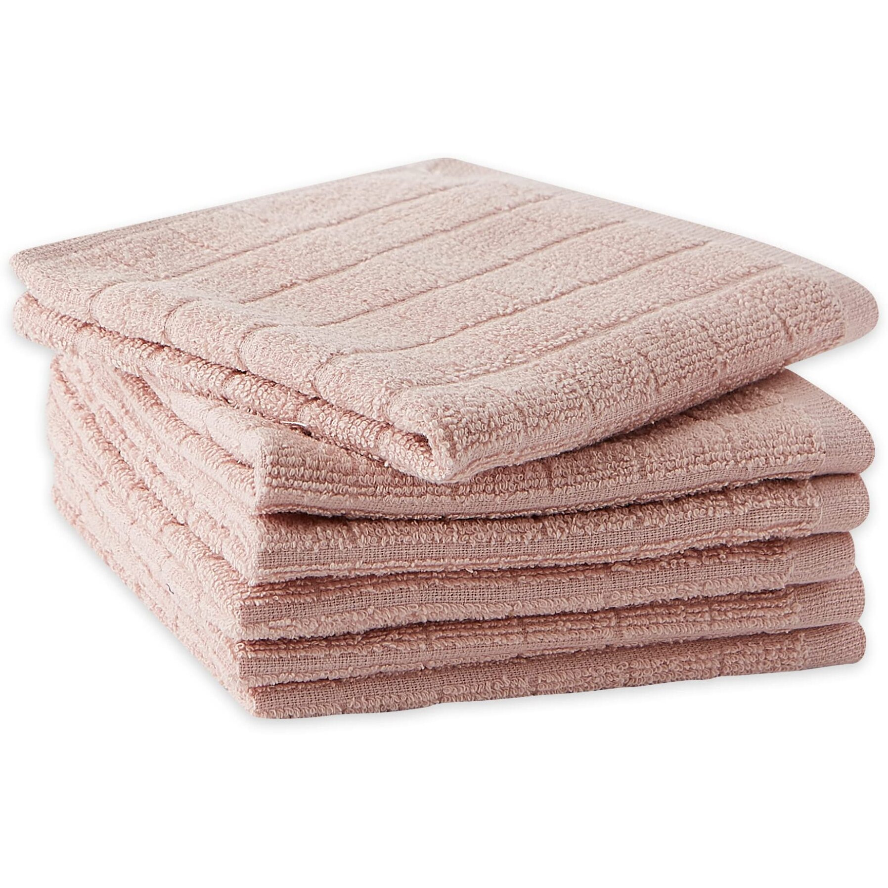 PALE MAUVE SOLID WINDOWPANE TERRY DISHCLOTH SET/6