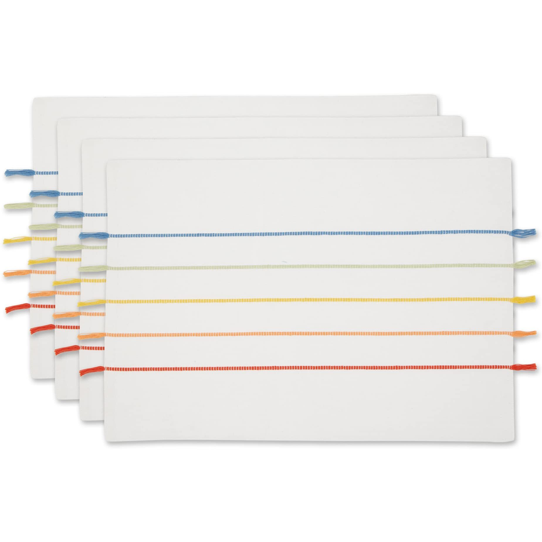 RAINBOW STRIPE TASSEL PLACEMAT SET/4