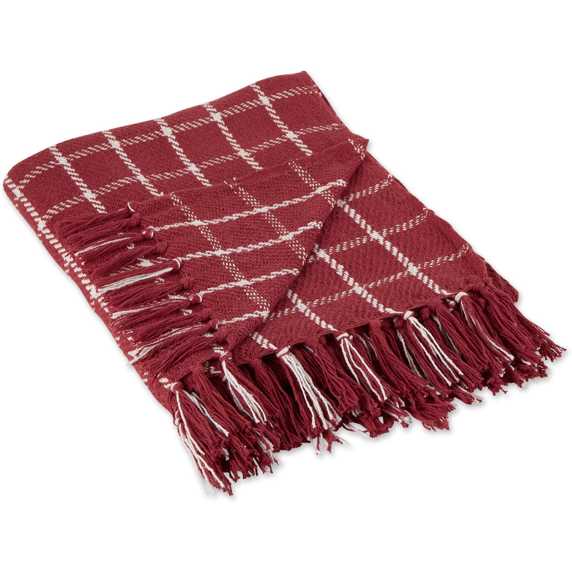 BARN RED CHECKED PLAID THROW