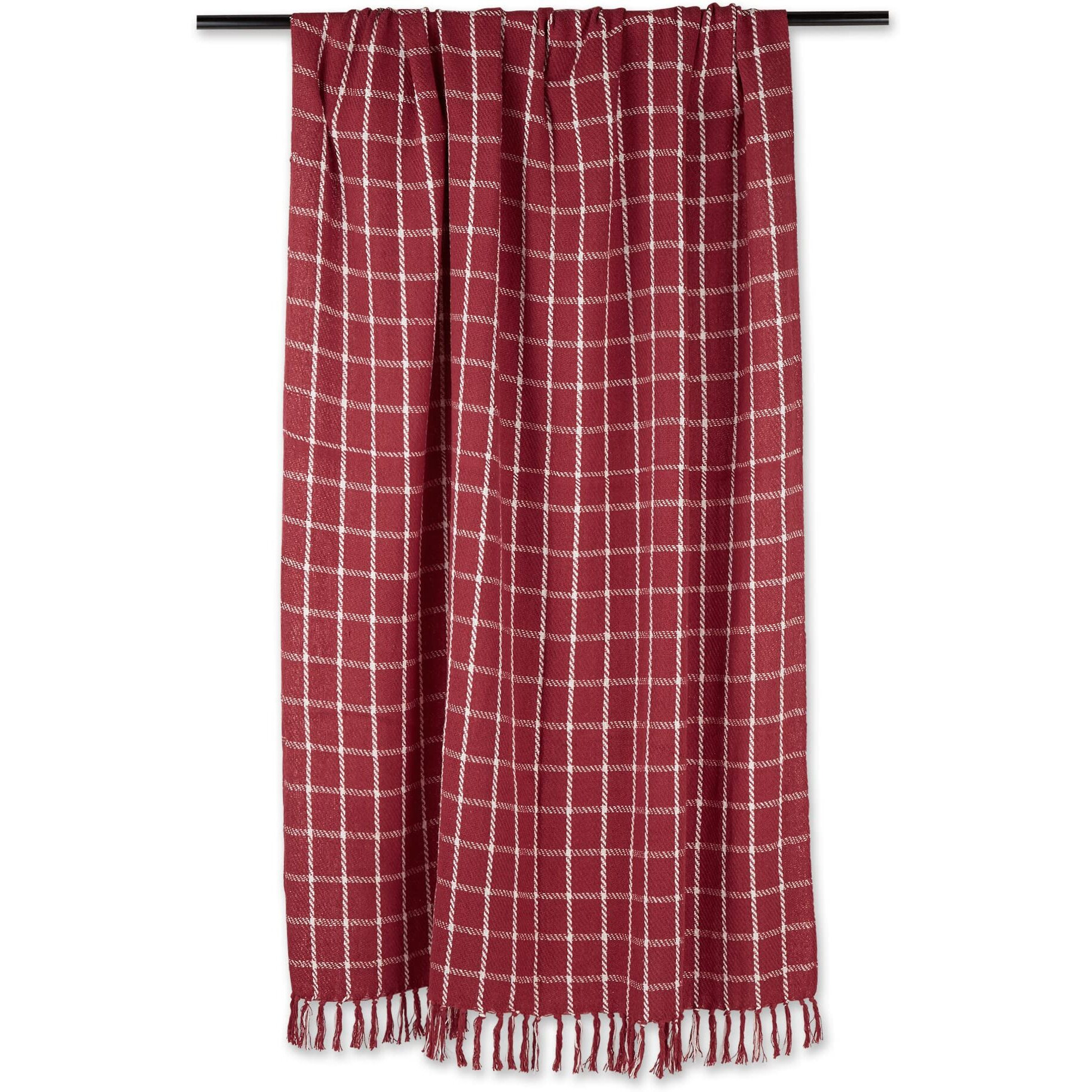 BARN RED CHECKED PLAID THROW