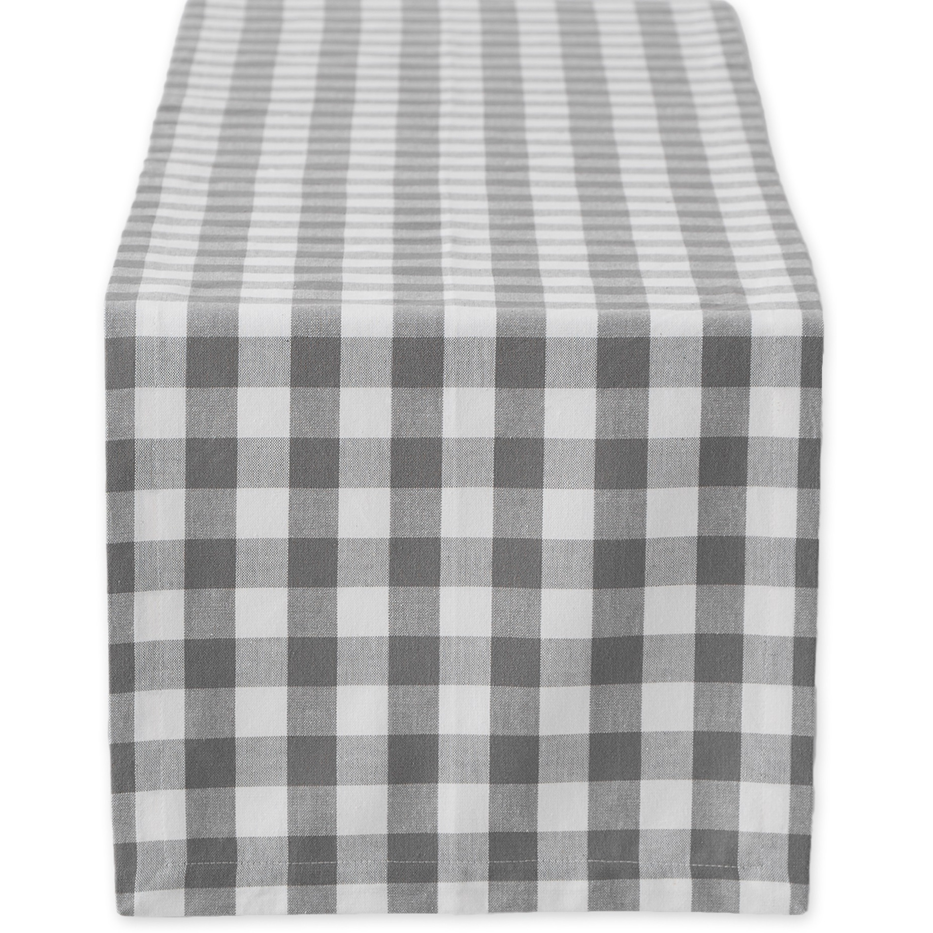 GRAY/WHITE CHECKERS TABLE RUNNER 14x108