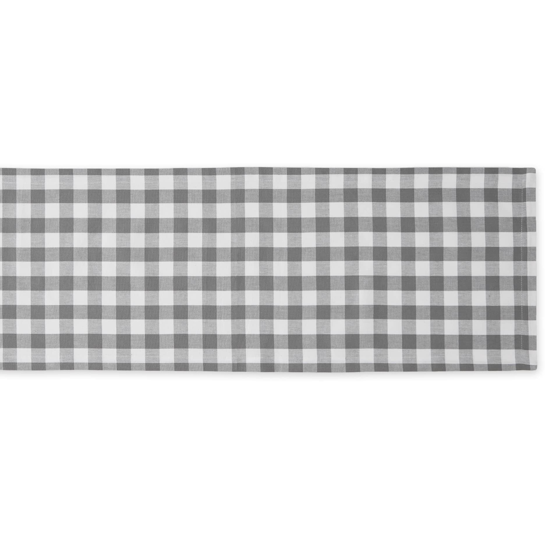 GRAY/WHITE CHECKERS TABLE RUNNER 14x108
