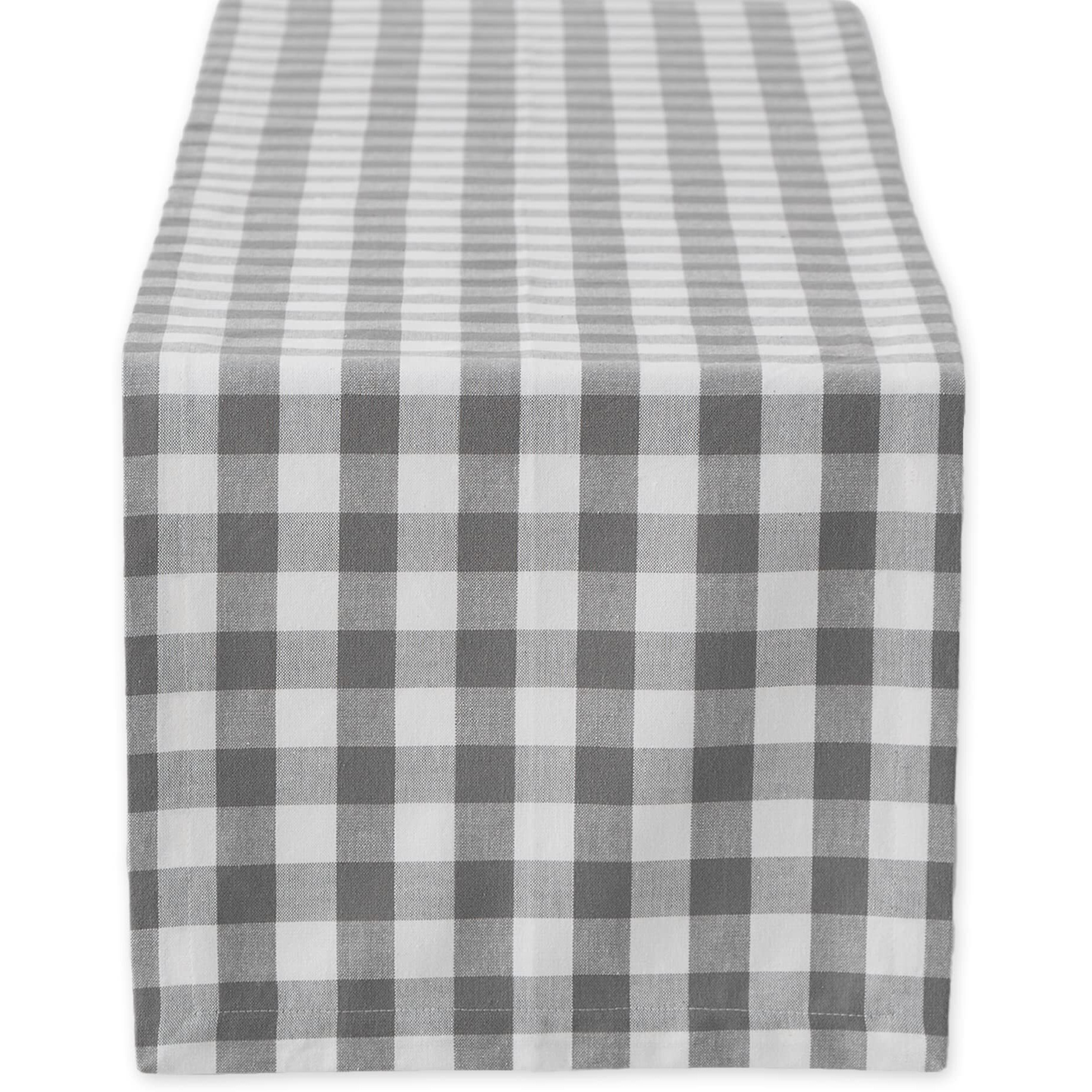 GRAY/WHITE CHECKERS TABLE RUNNER 14x108