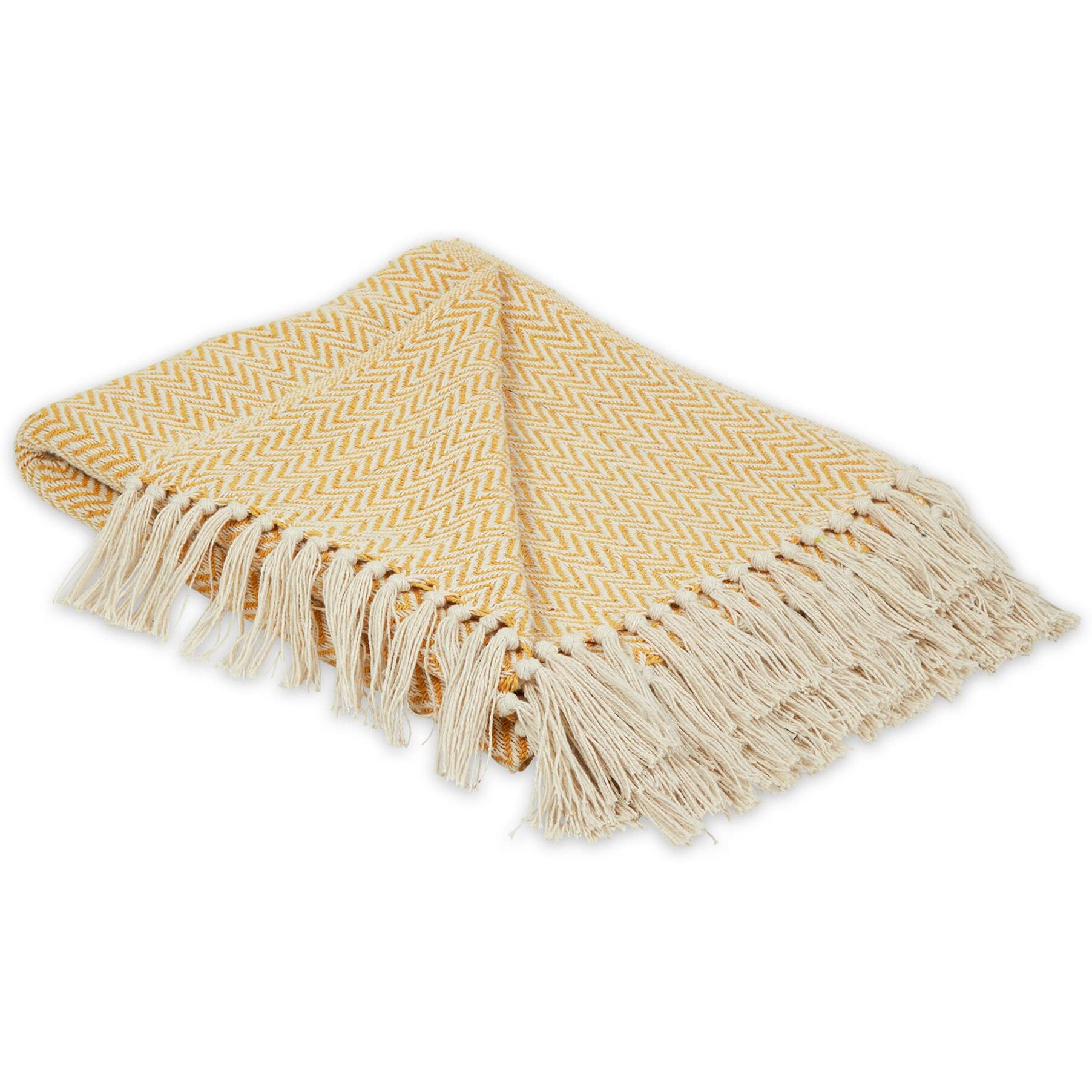 HONEY GOLD HANDLOOM CHEVRON THROW