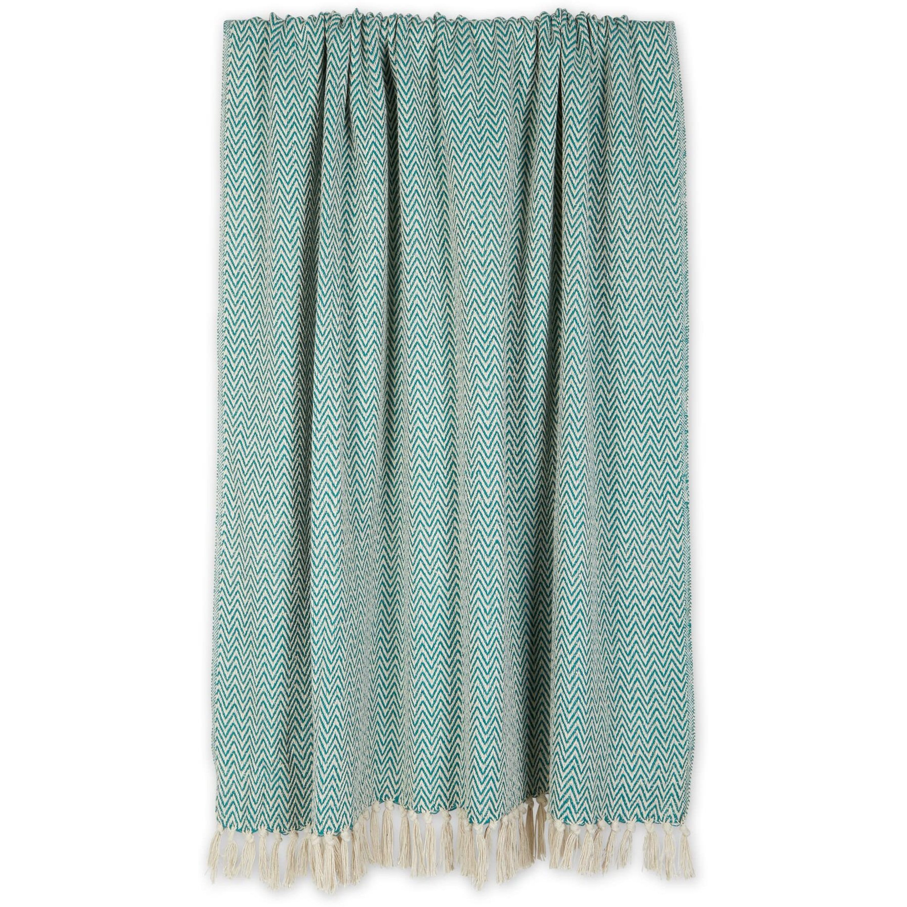 TEAL HANDLOOM CHEVRON THROW