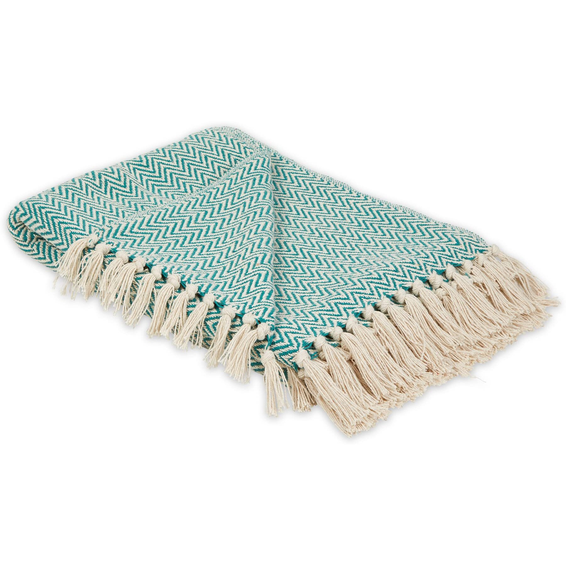 TEAL HANDLOOM CHEVRON THROW