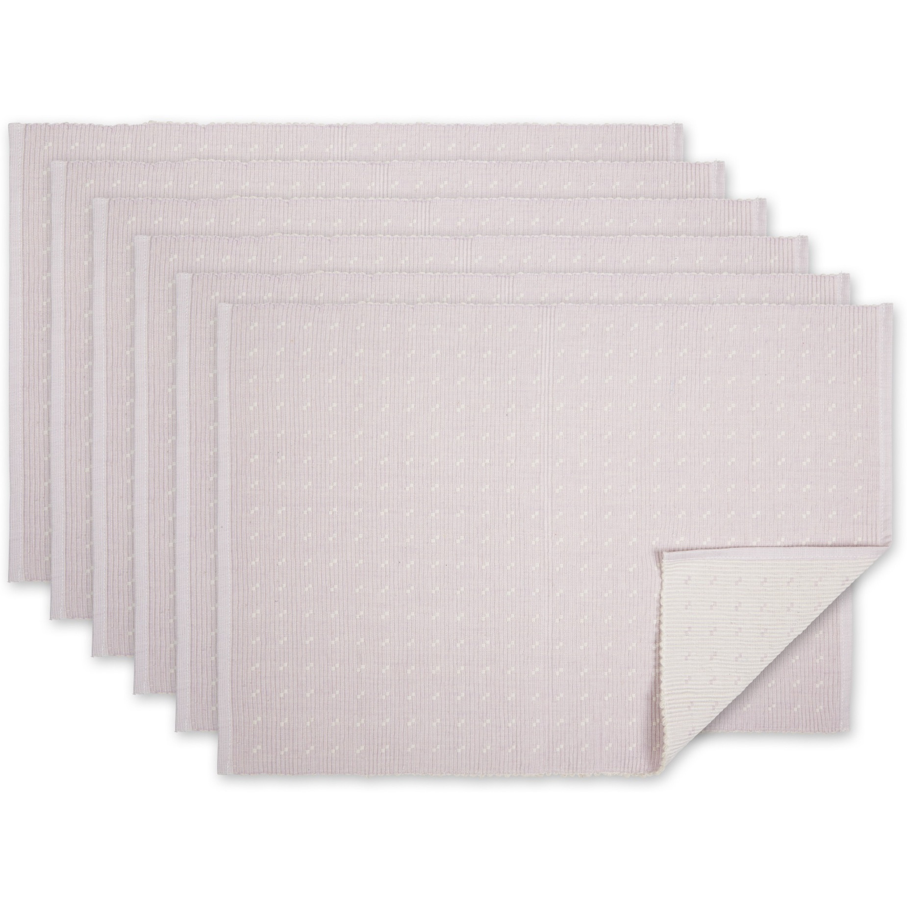 LAVENDER FOG DOBBY DOTS RIB PLACEMAT SET/6