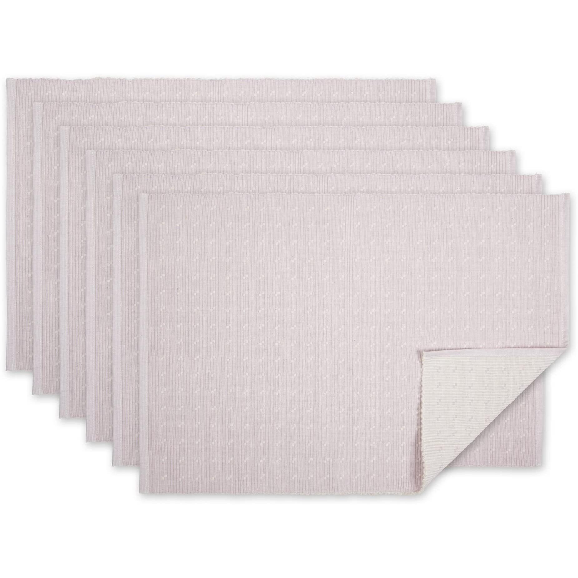 LAVENDER FOG DOBBY DOTS RIB PLACEMAT SET/6