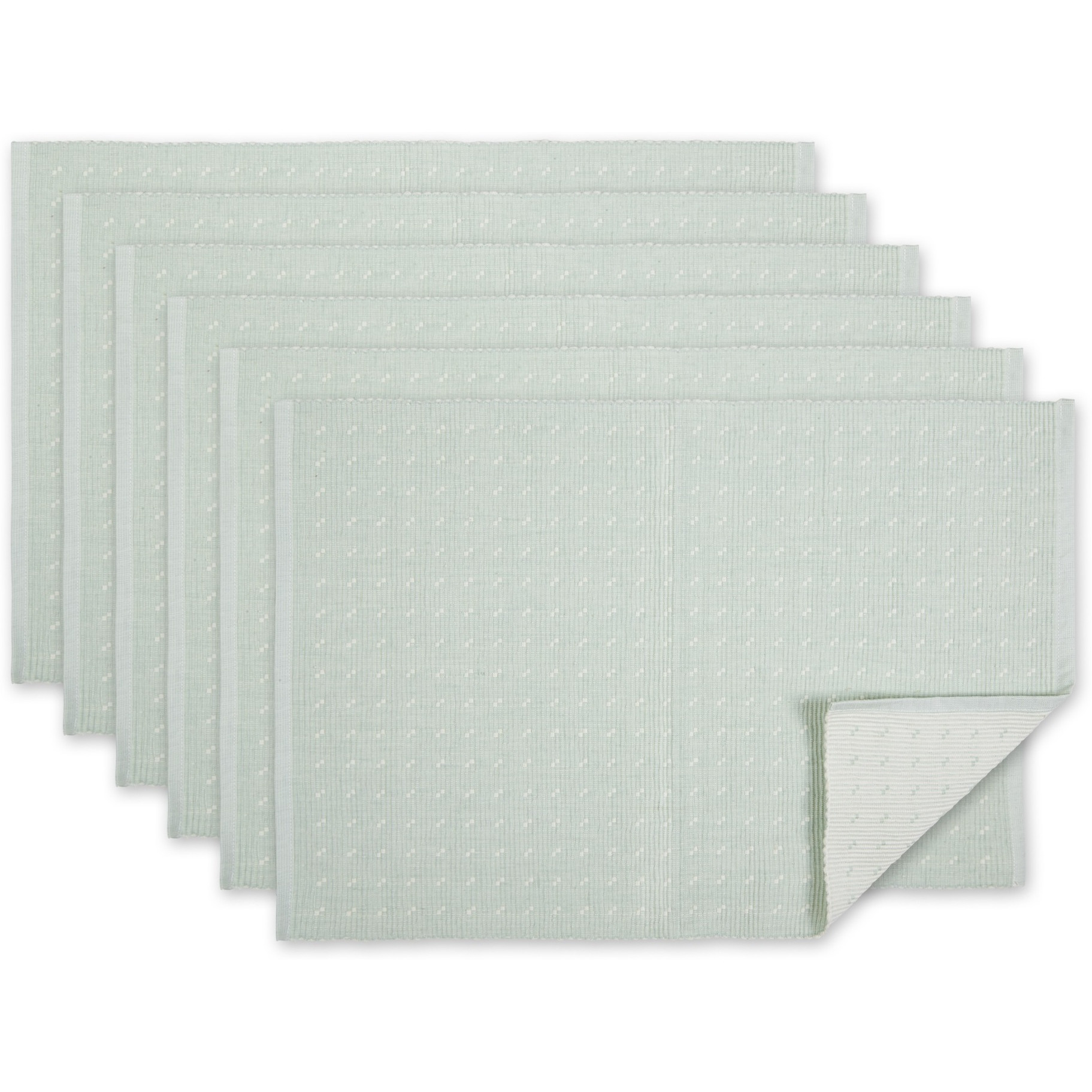 MISTY BLUE DOBBY DOTS RIB PLACEMAT SET/6