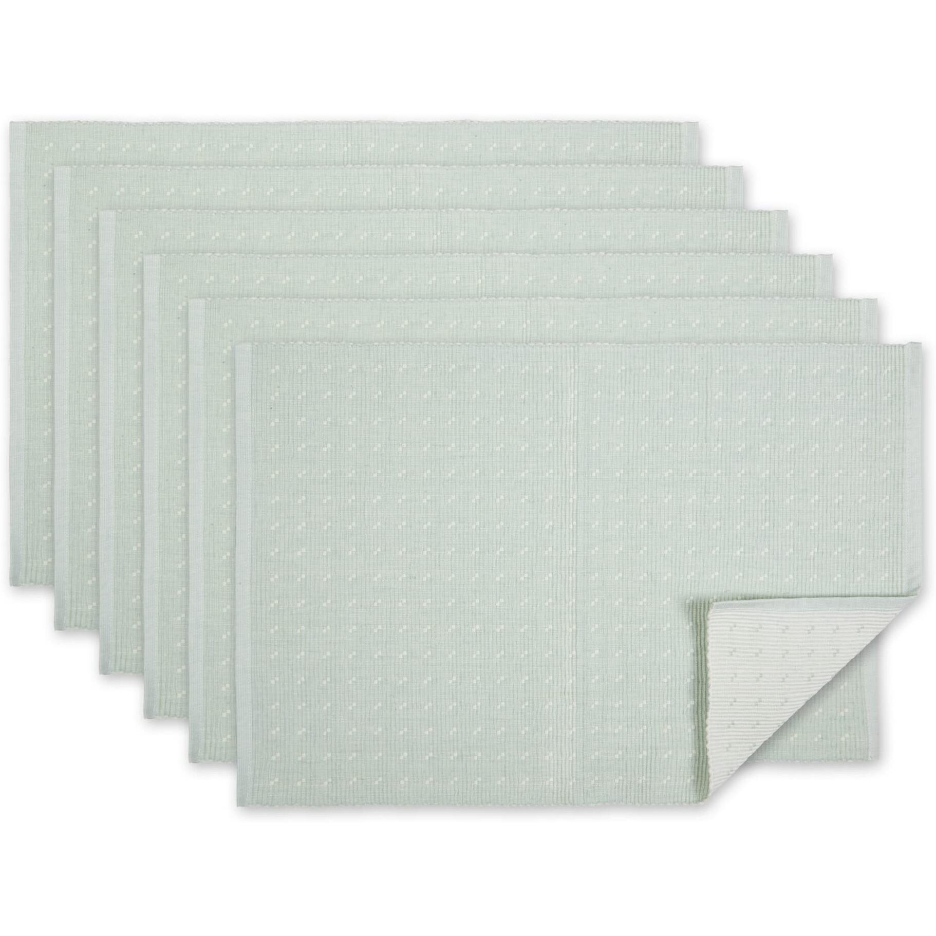 MISTY BLUE DOBBY DOTS RIB PLACEMAT SET/6