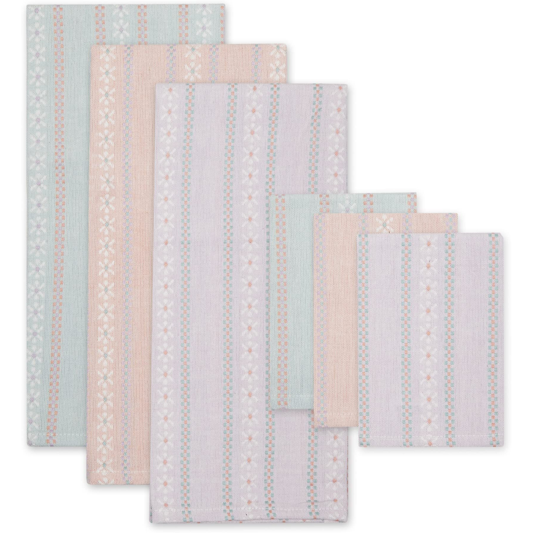 DAISY DOBBY DISHTOWEL & DISHCLOTH SET/6