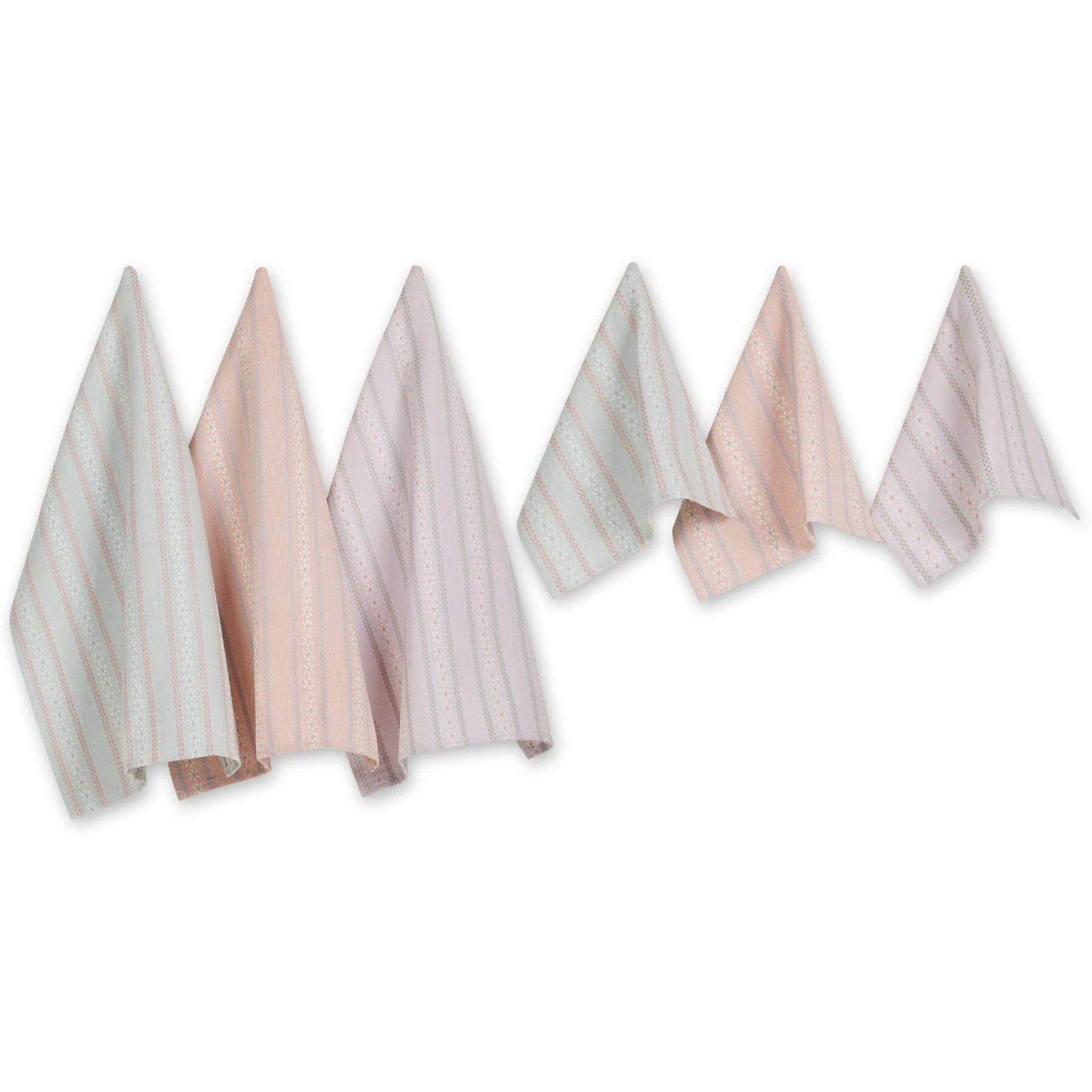 DAISY DOBBY DISHTOWEL & DISHCLOTH SET/6